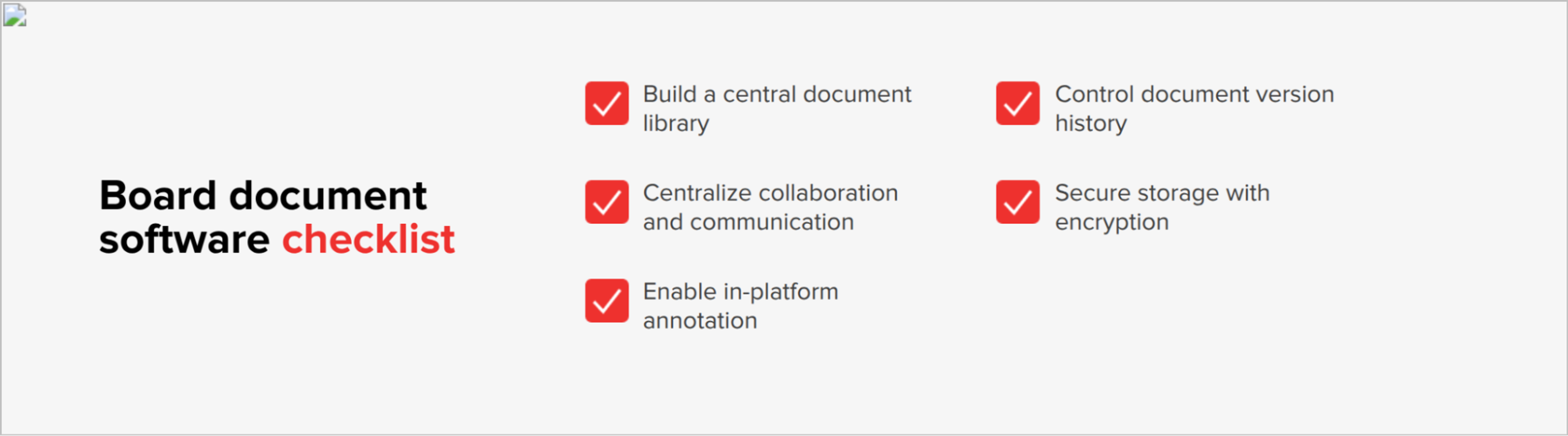 Picture listing Board document software checklist