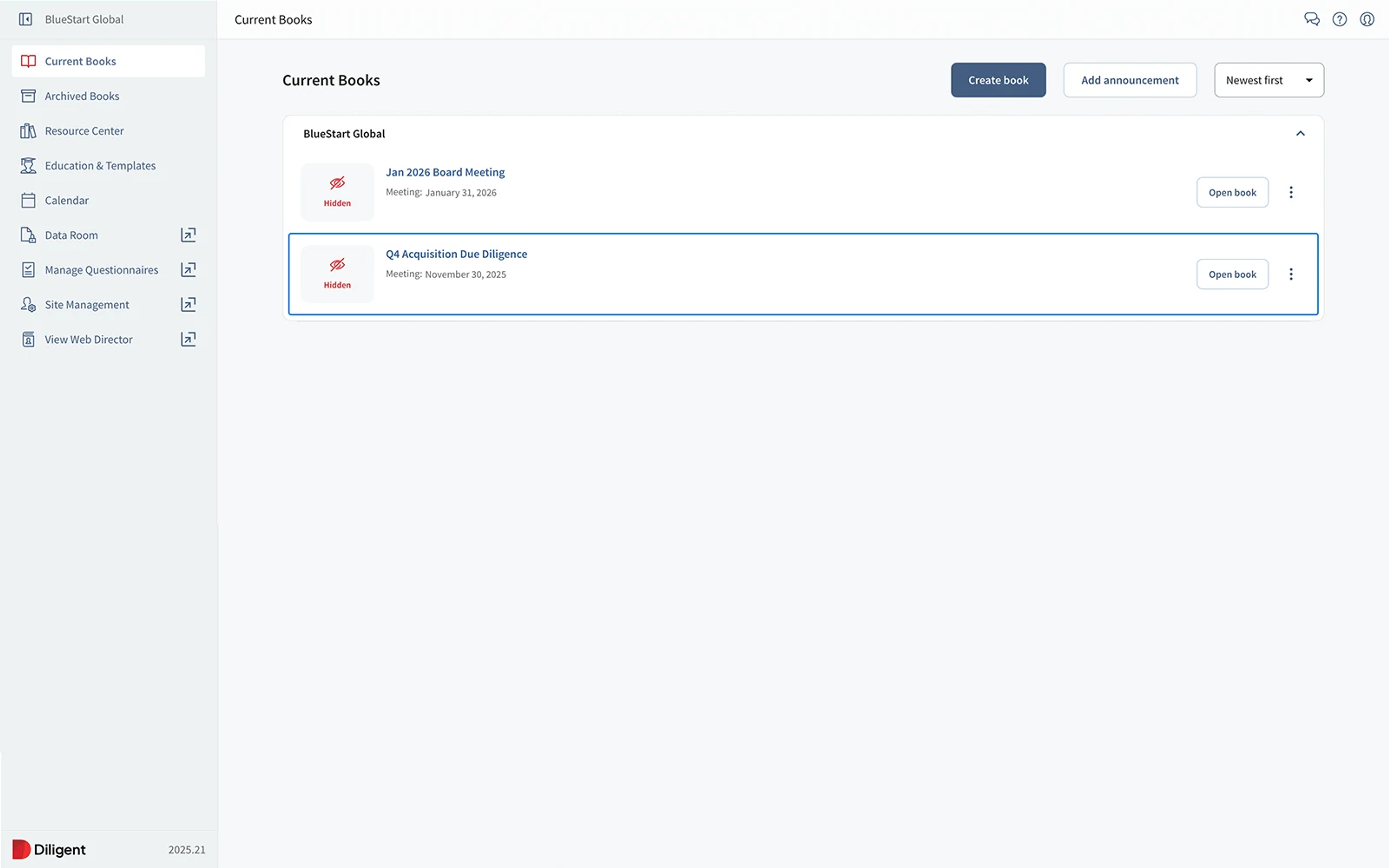Picture of Diligent Dashboard