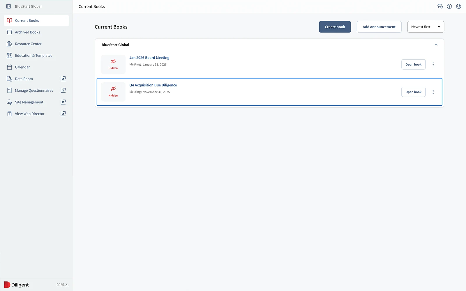 Picture of Diligent Dashboard