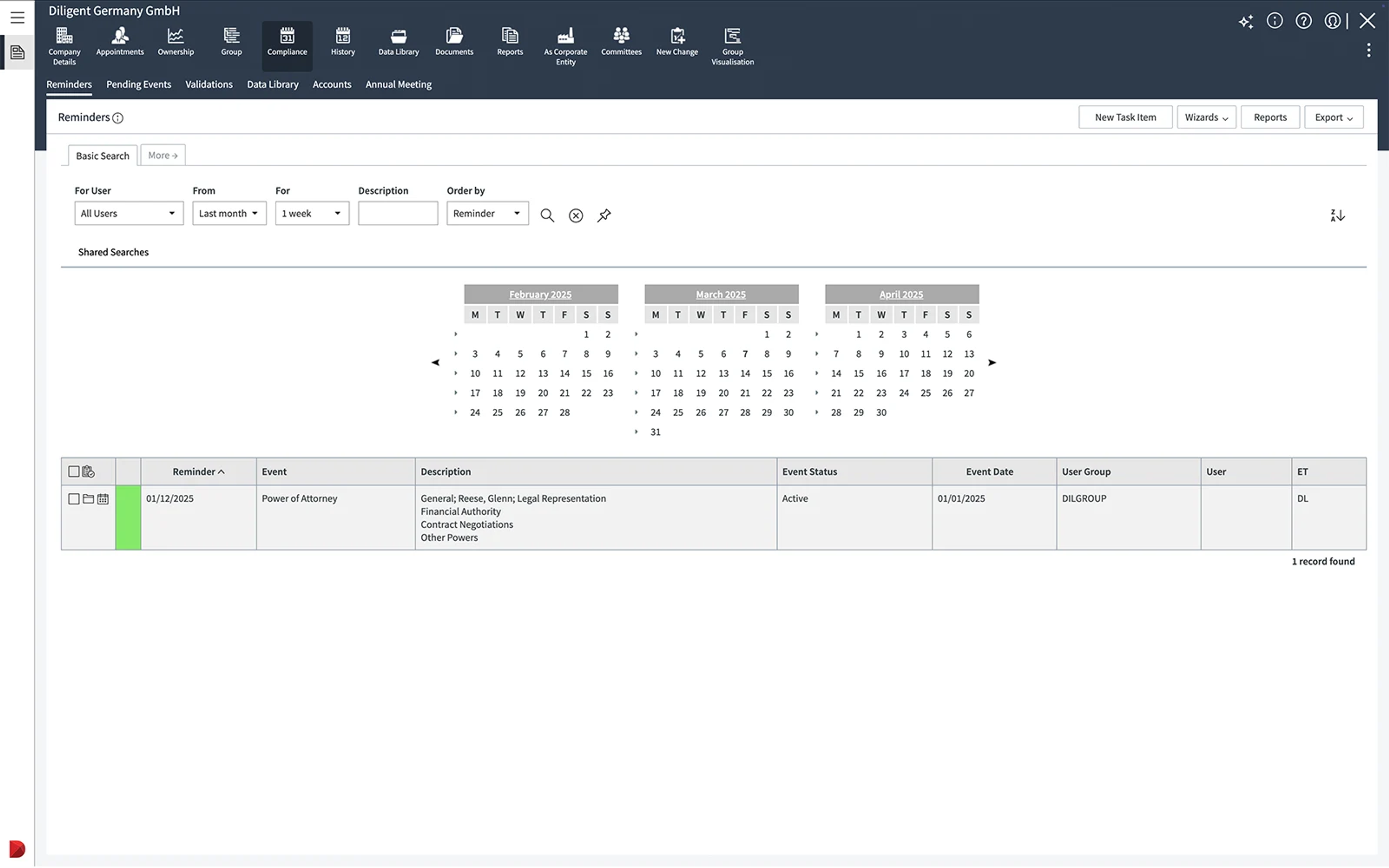 picture showing clander screen of application
