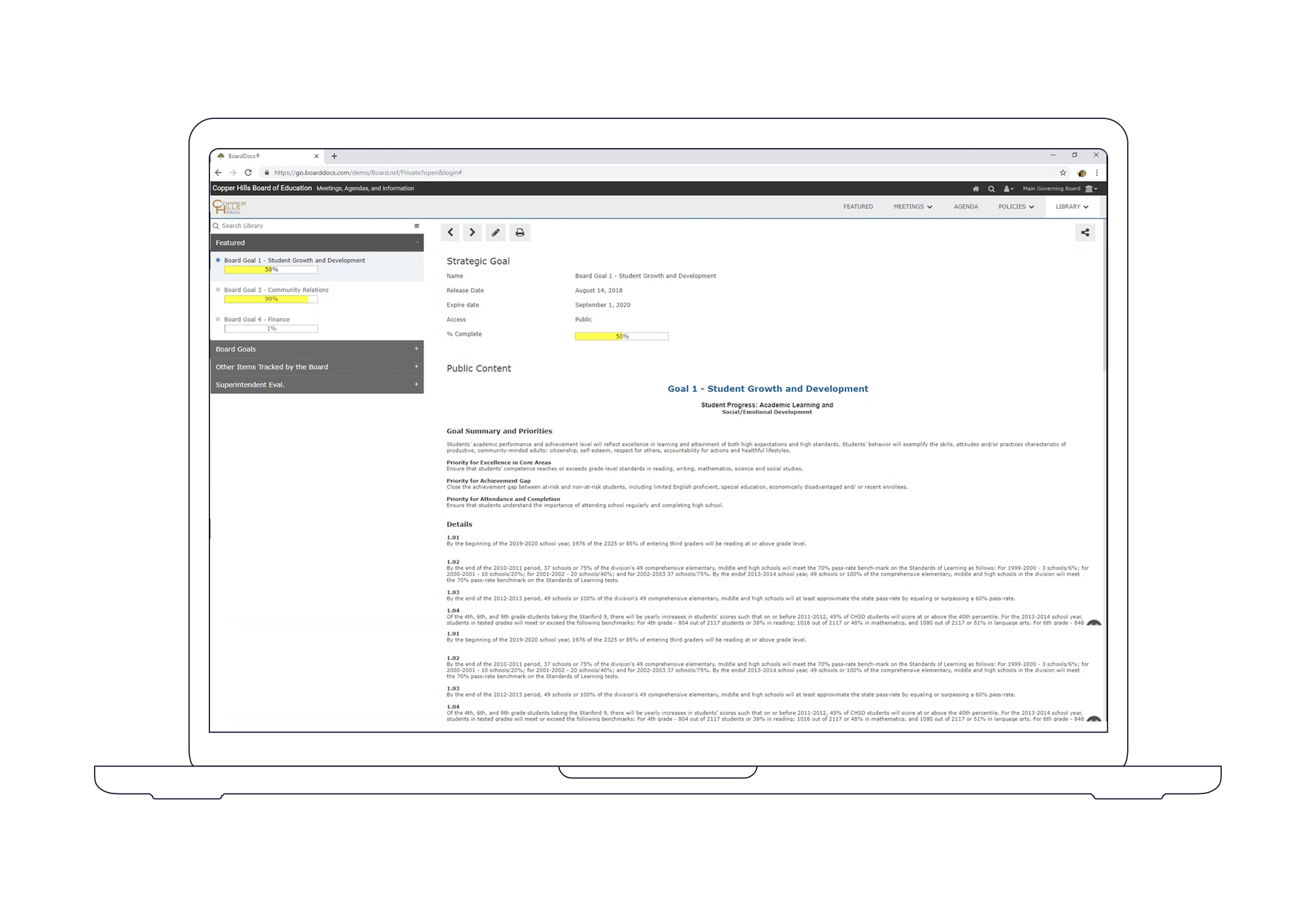 Boarddocs software dashboard