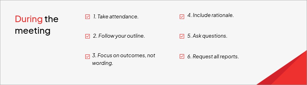 How to take minutes at a board meeting - during the meeting