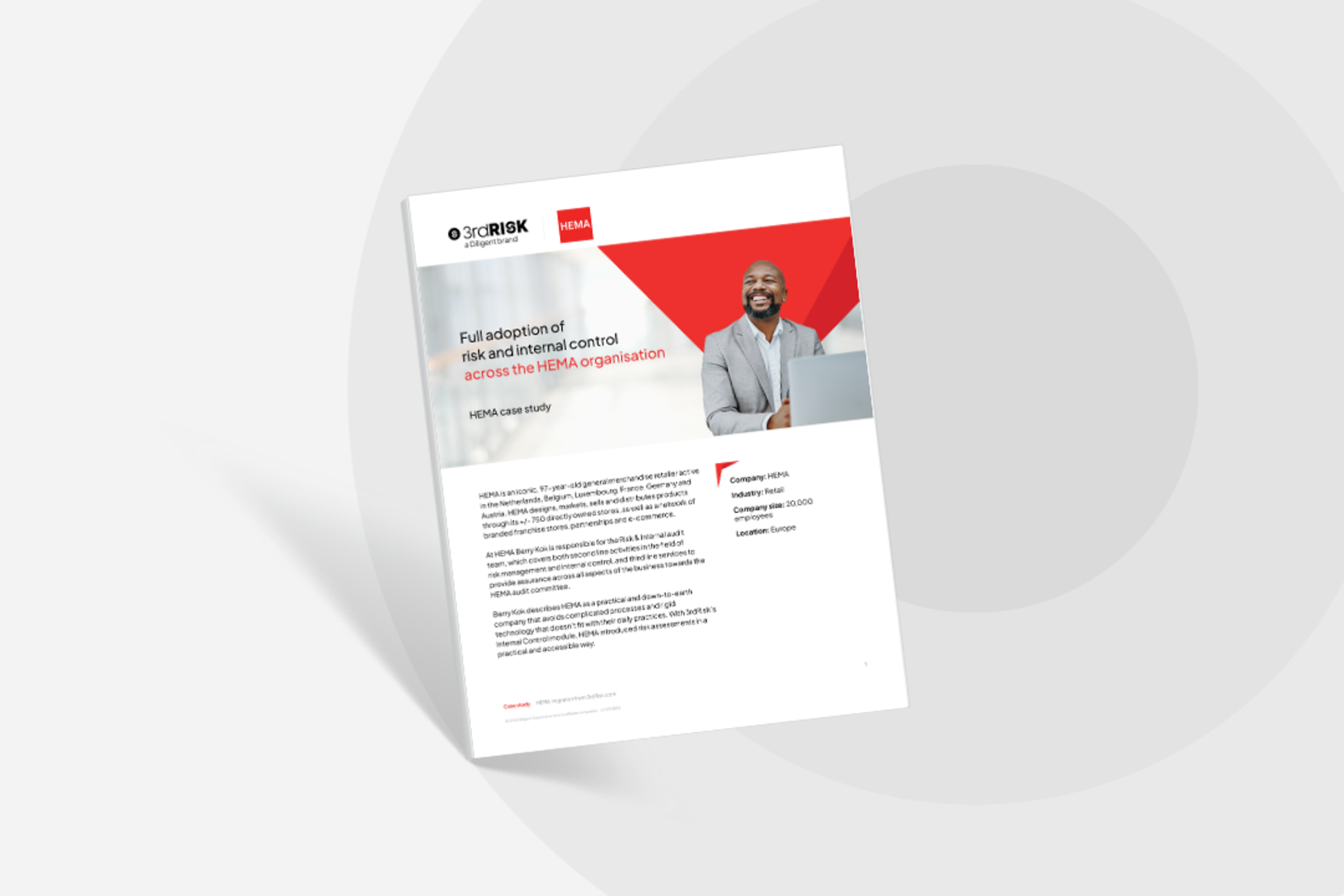 A look at the front cover of a case study focusing on HEMA's usage of 3rdRisk, a Diligent brand