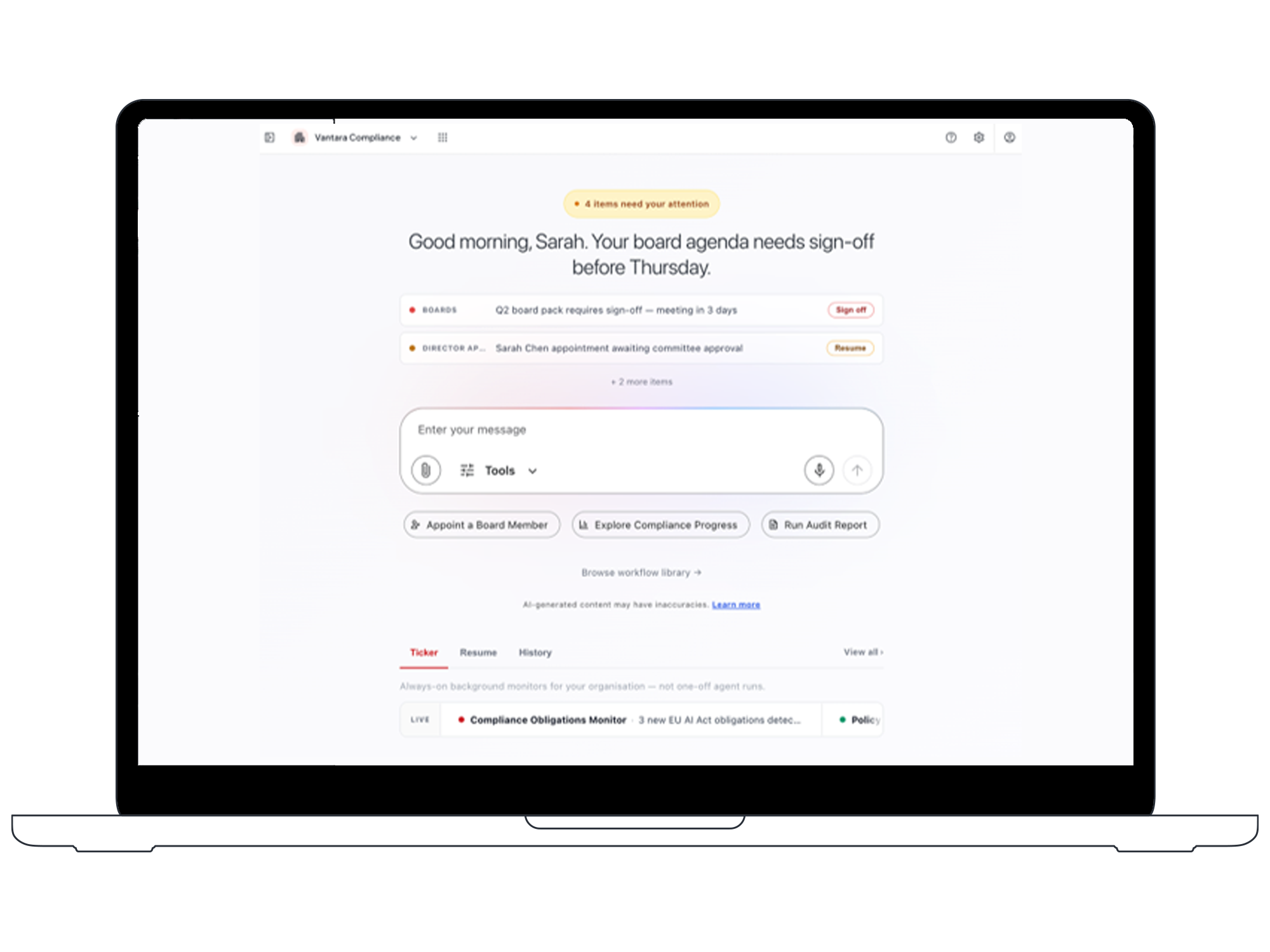 Diligent Agents screen