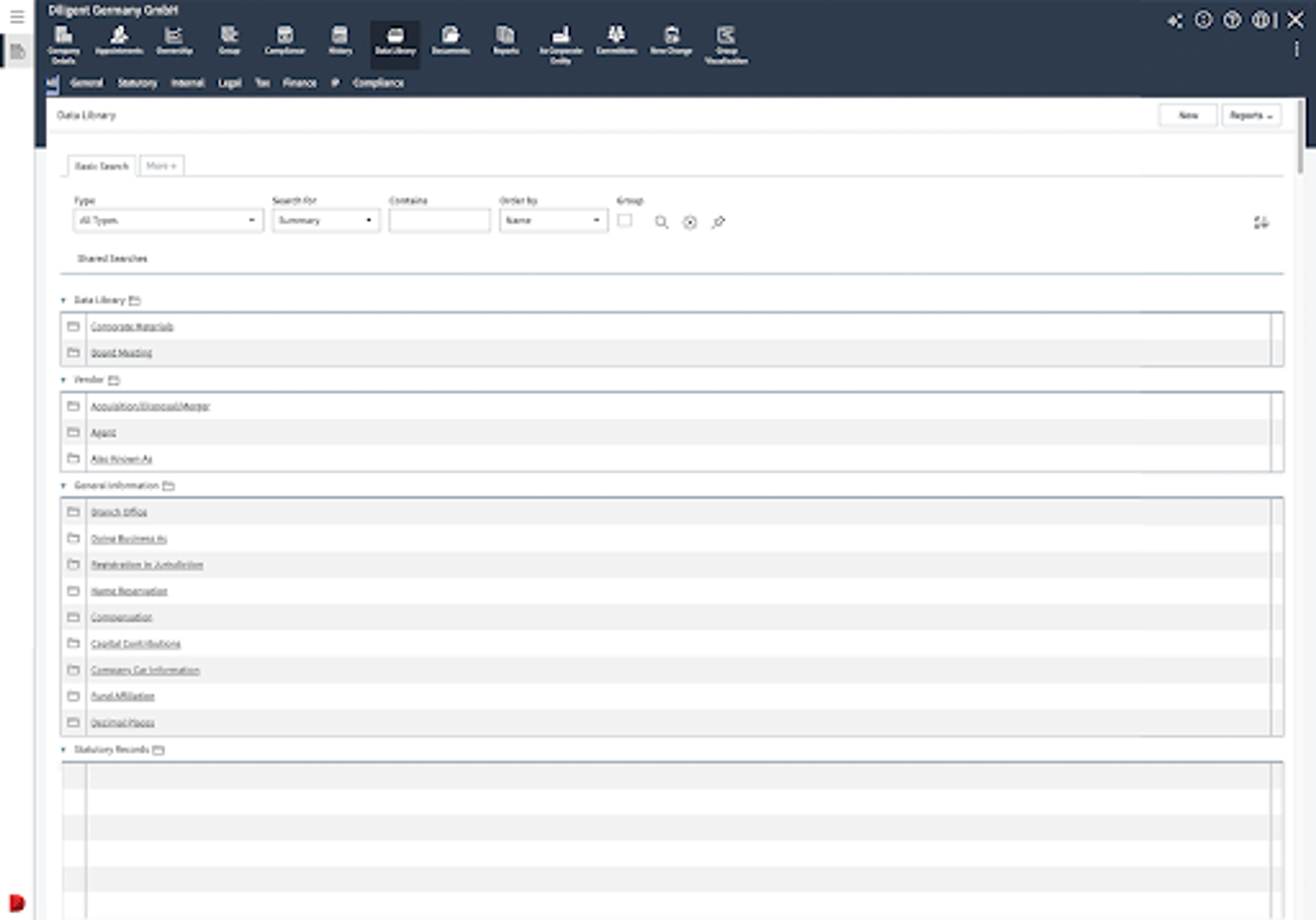 Diligent software dashboard
