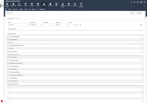 Diligent software dashboard