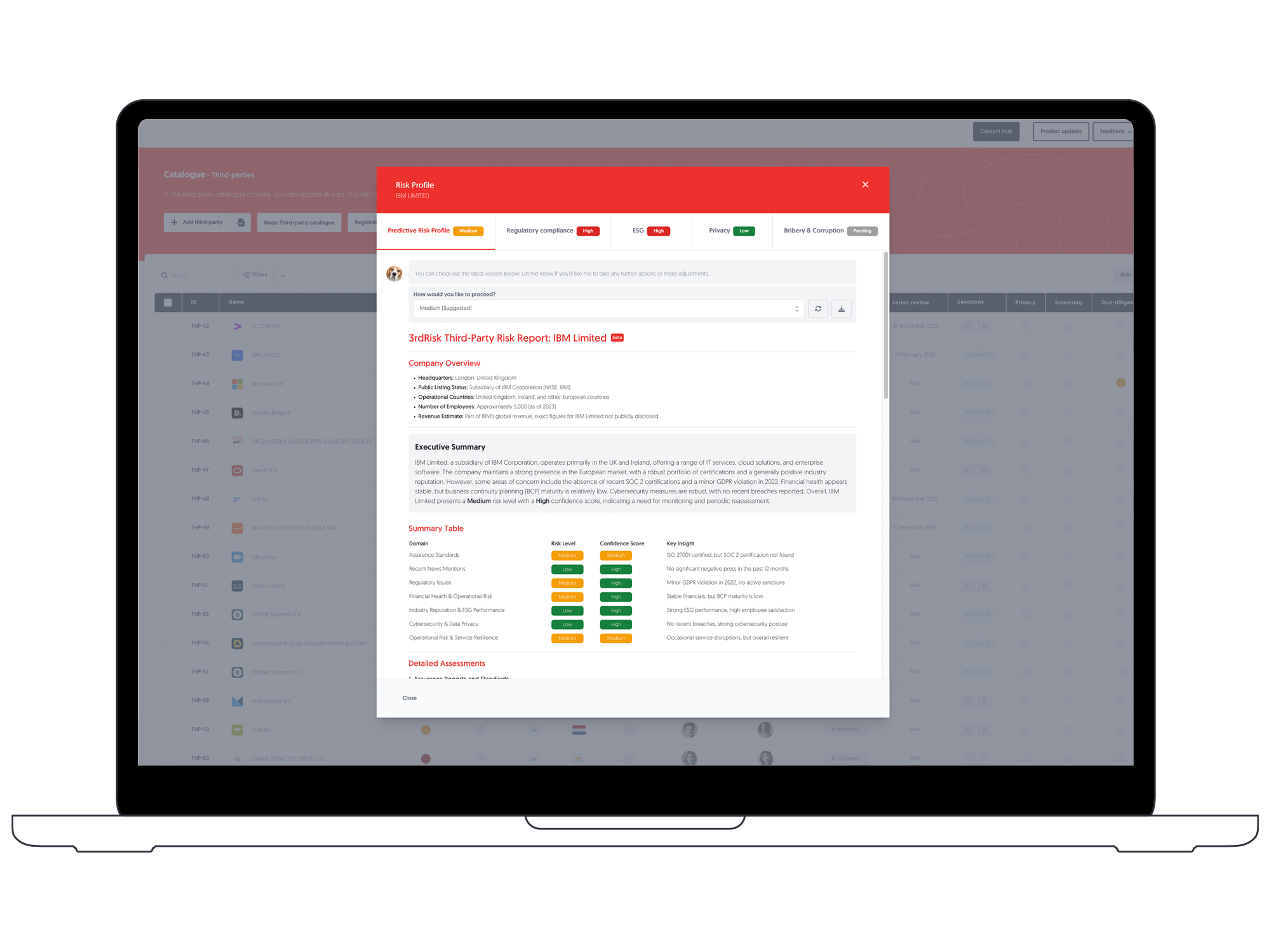 Diligent Third Party Risk Management software