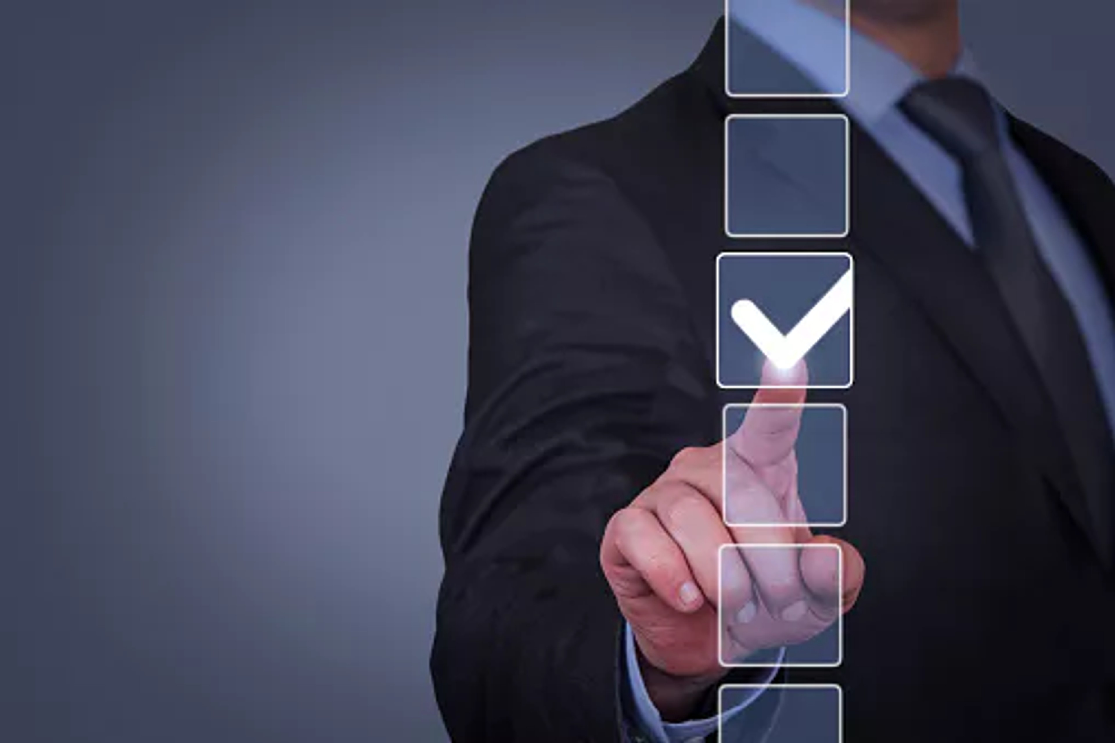 Person selects checkedbox from hologram