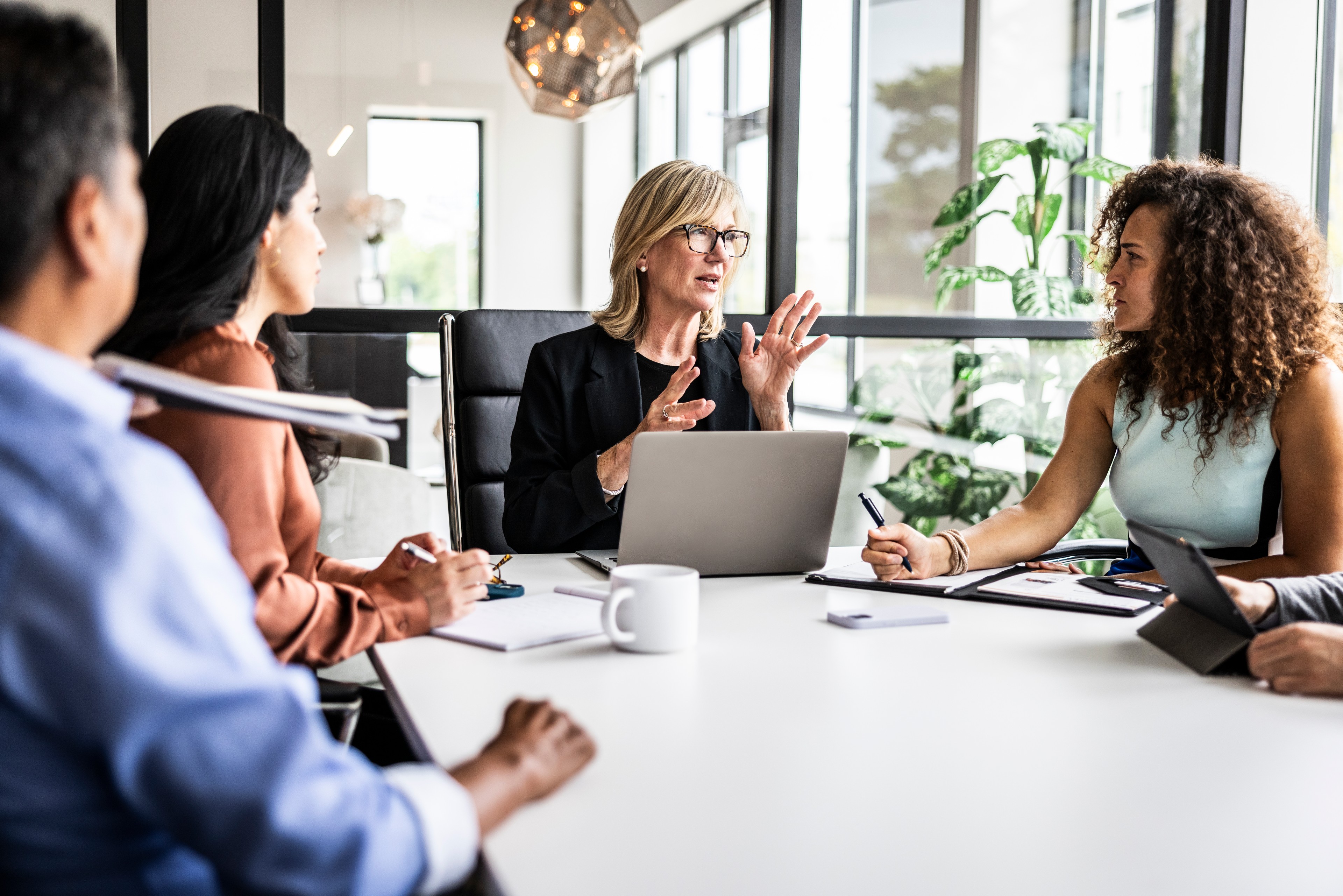 Professionals discussing cybersecurity