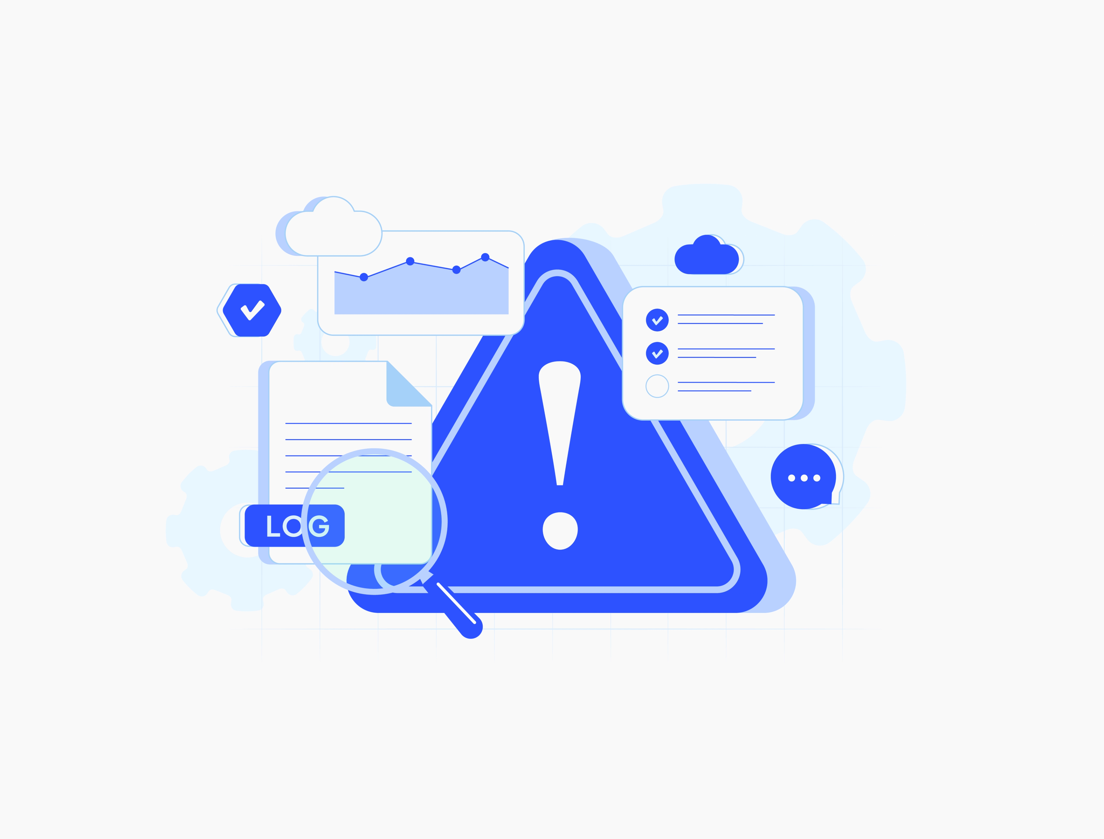 Error log analysis with alert warning sign
