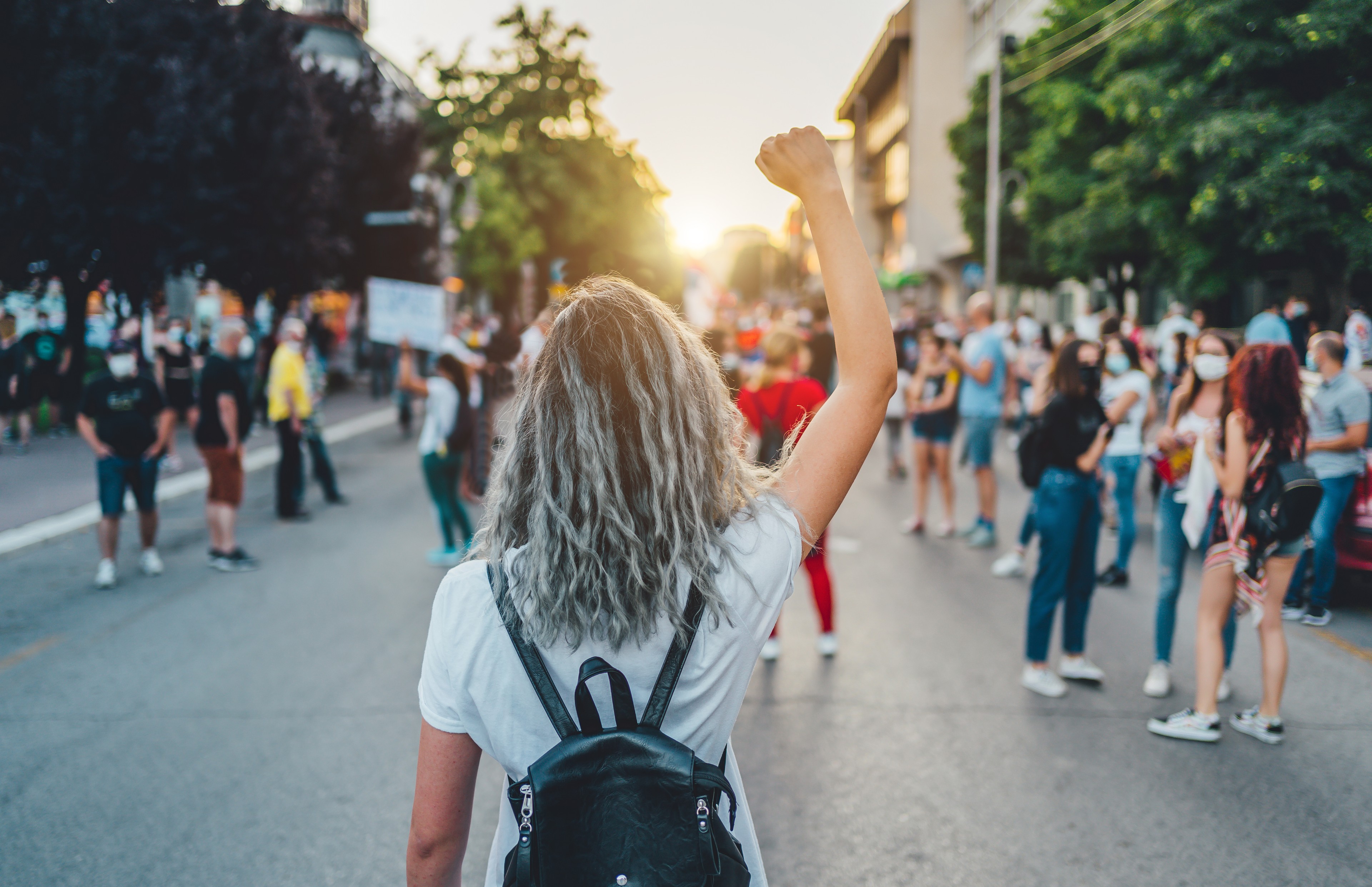 Young woman protest