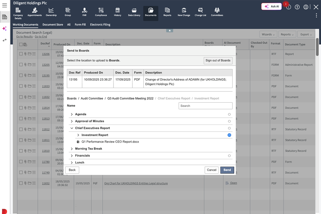 Diligent Boards and Diligent Entities integration