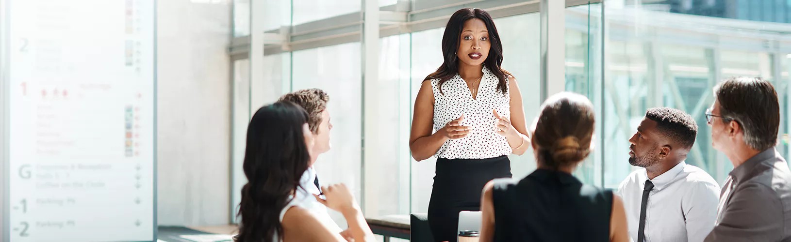 An executive speaking to the board development committee.