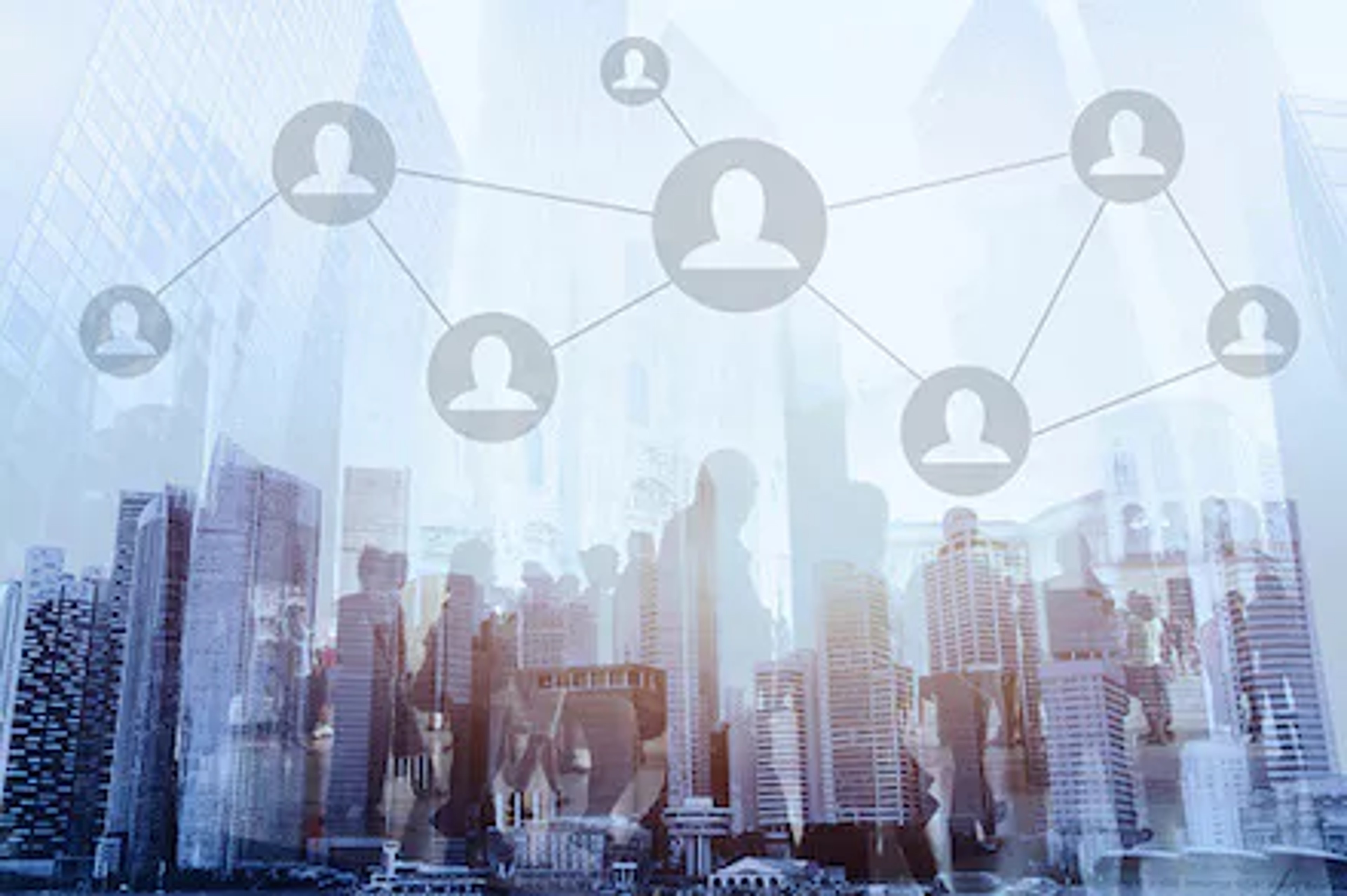 A futuristic image of people being connected by technology, signifying best practices for board committees.