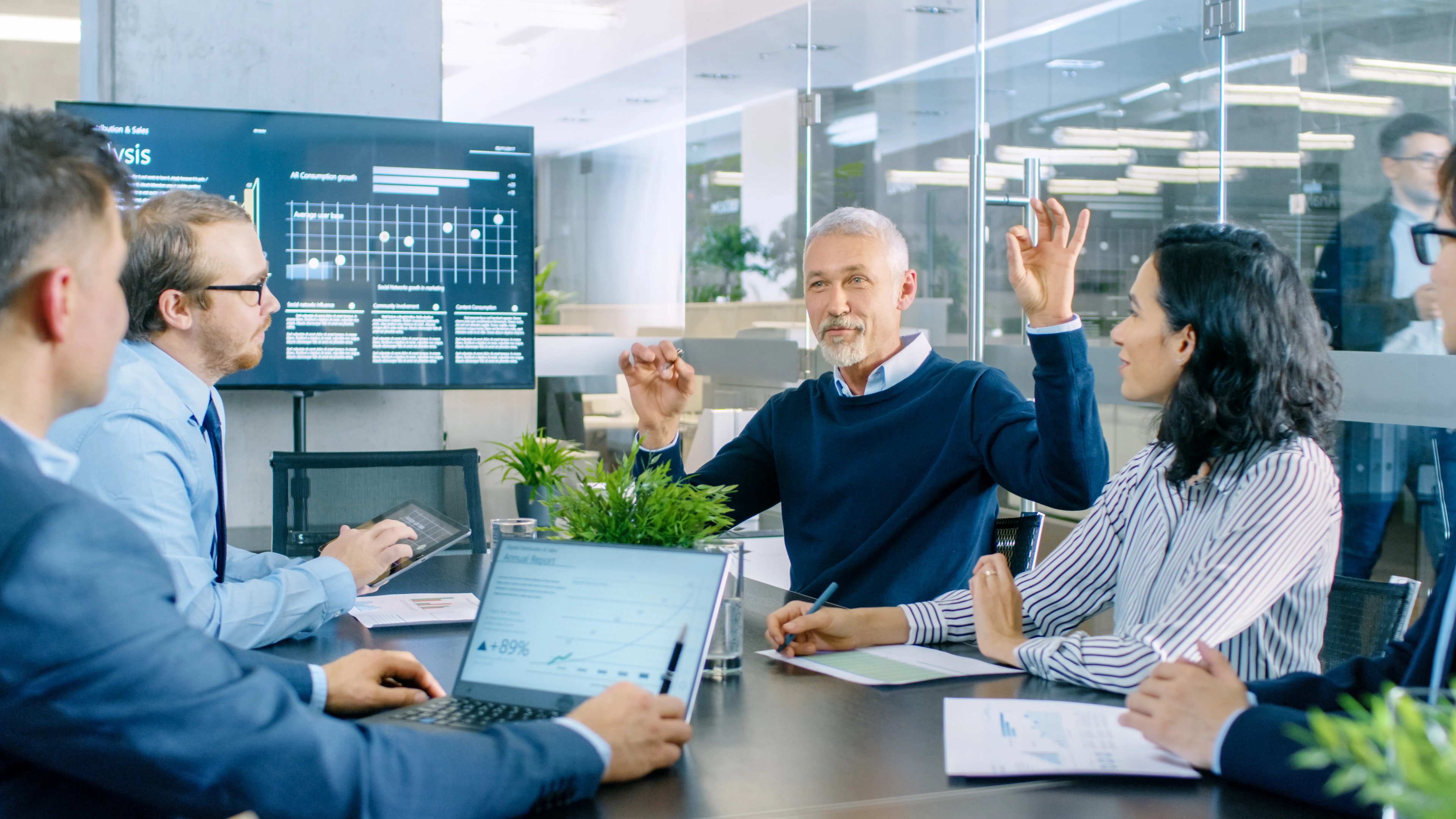 Senior Executive Explains Company's Vision and Potential to His Employees.