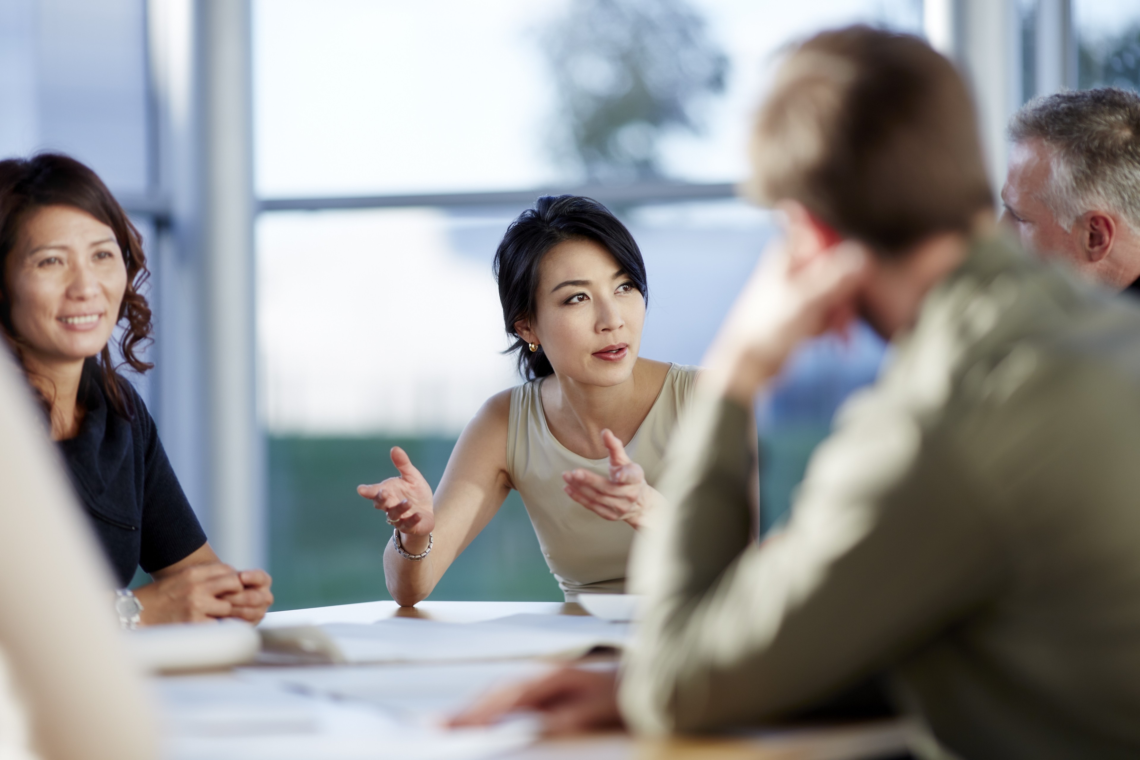 Business people discussing European shifts in corporate governance