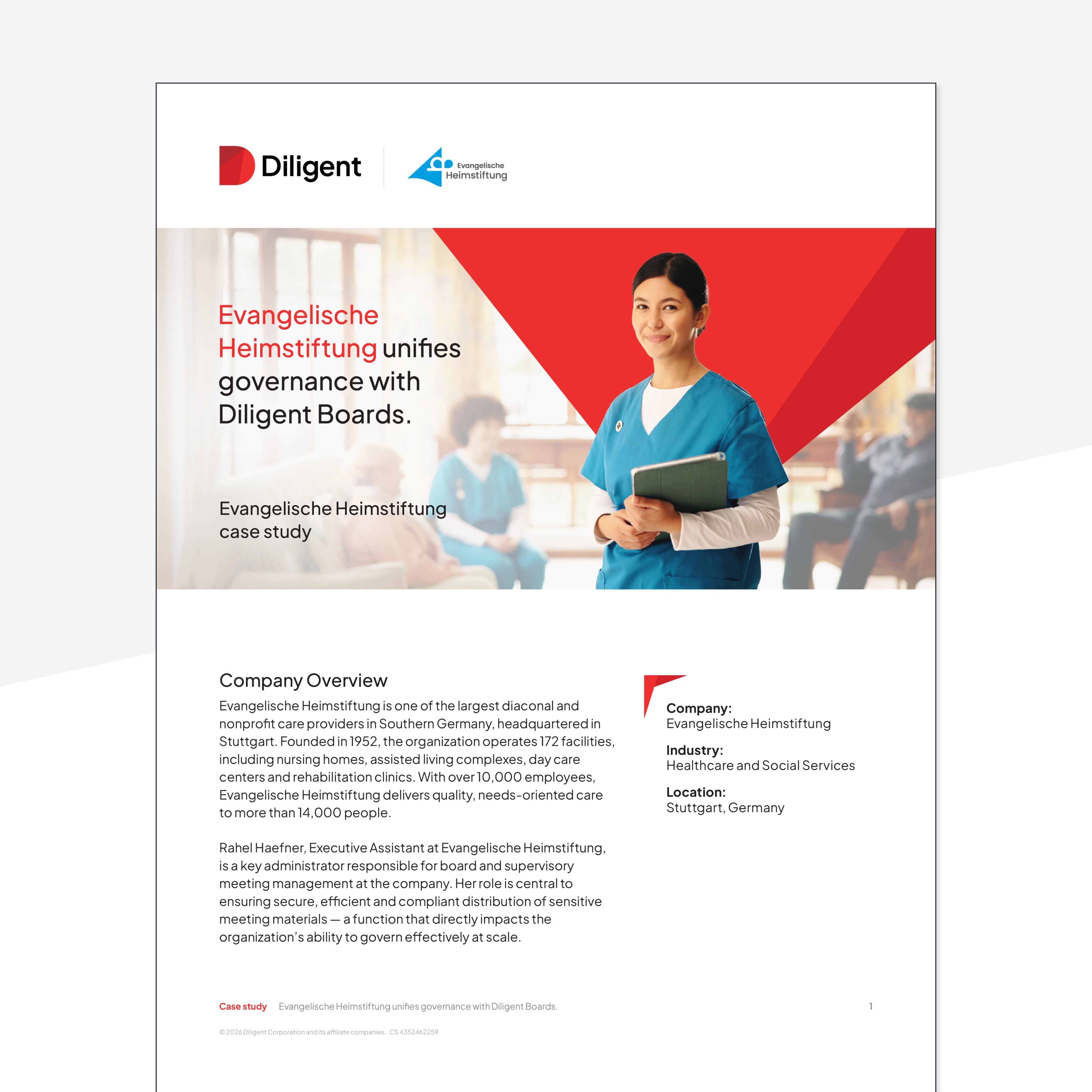 Image of case study featuring Evangelische Heimstiftung's usage of Diligent Boards
