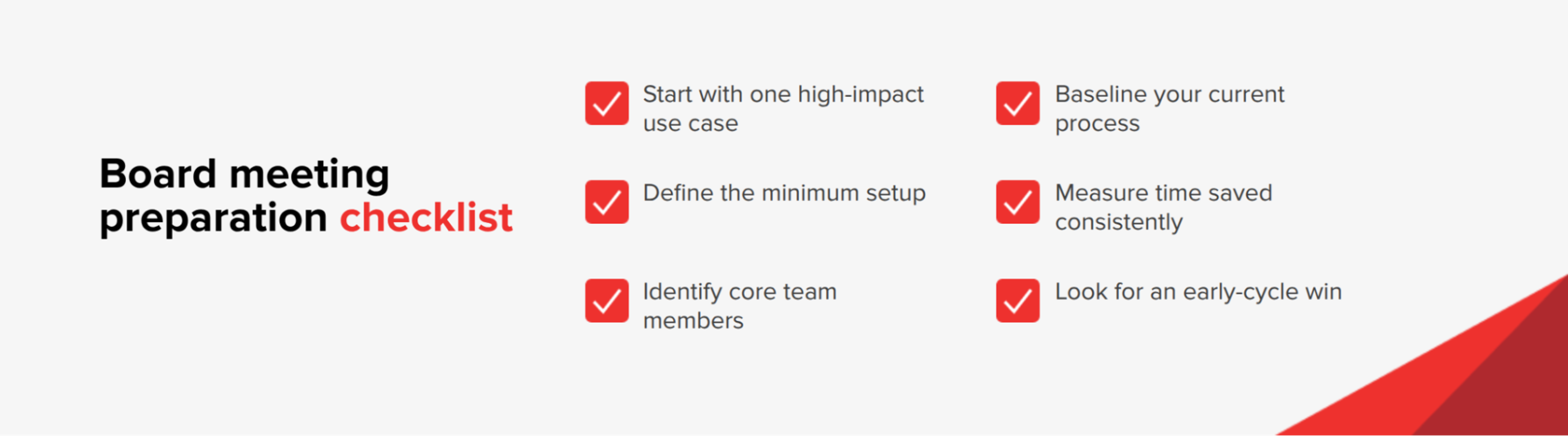 Picture showcasing Board meeting preparation checklist