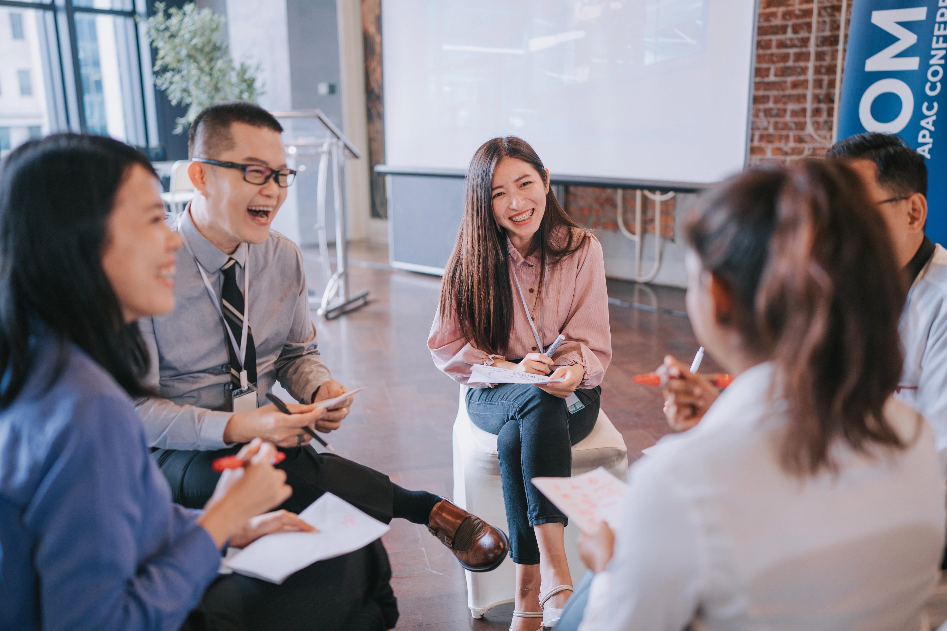 Team mates discussing agenda management