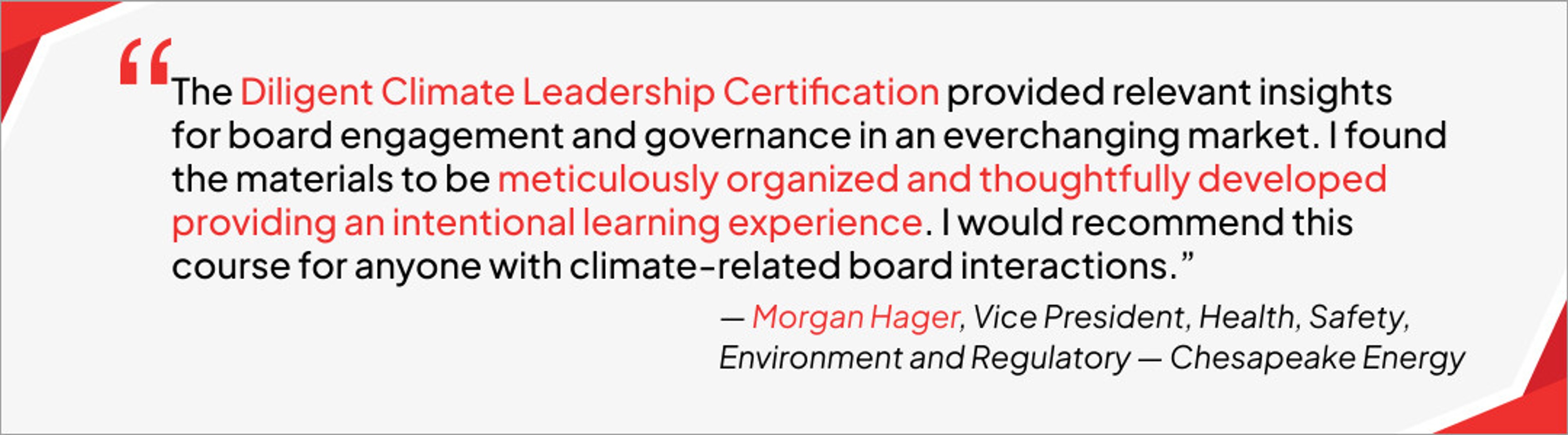 Board of directors training Morgan Hager quote