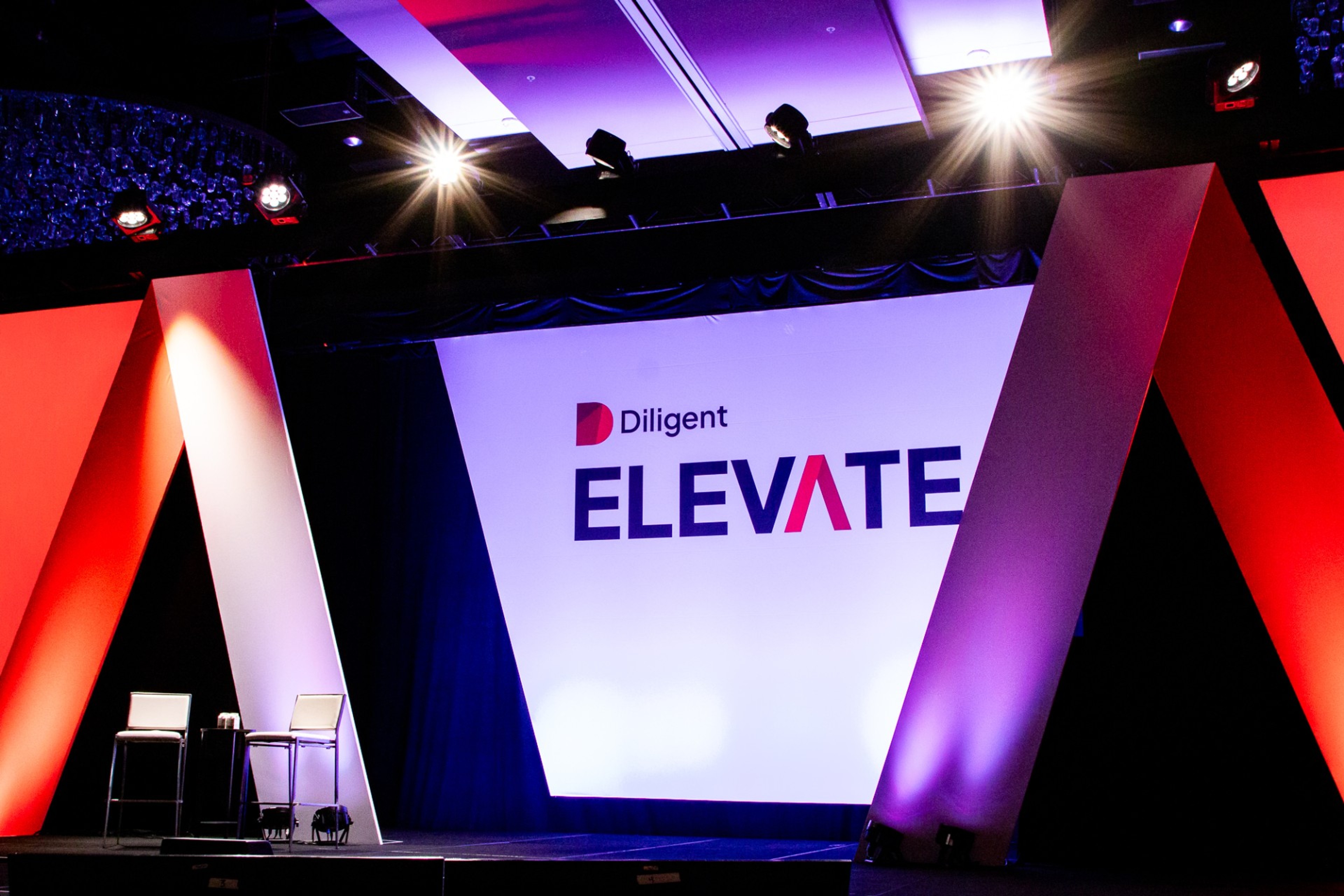 An empty stage at an event conference
