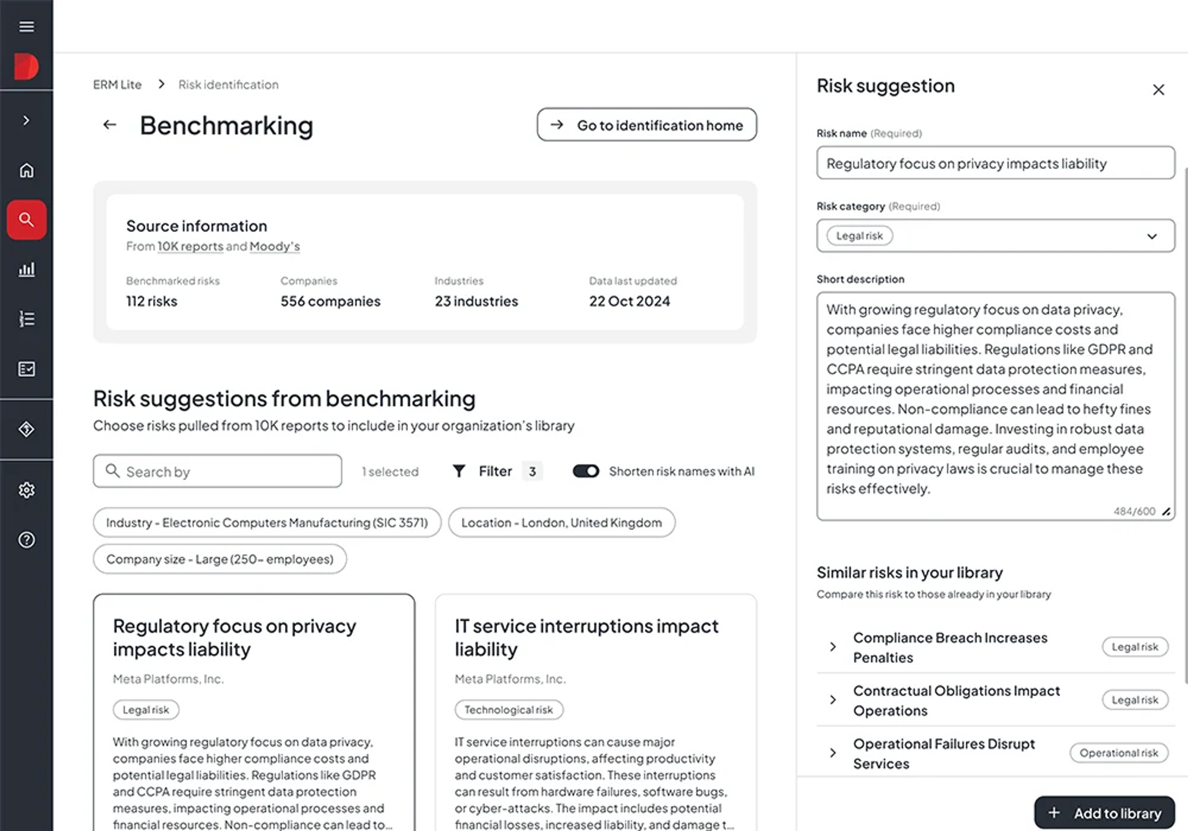 Risk benchmarking on Diligent, which helps to spot ERM trends