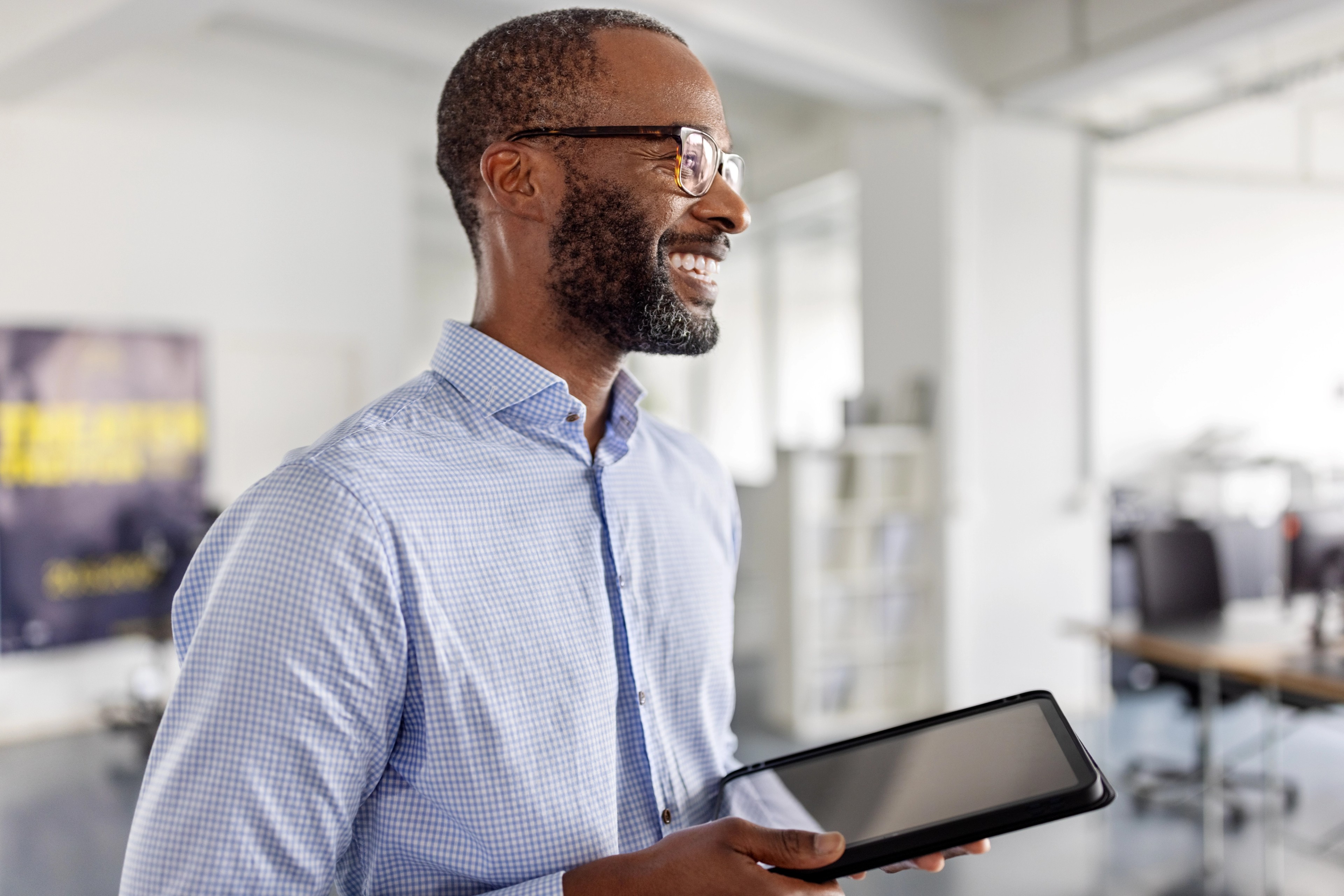 businessman with digital tablet conducting a seminar