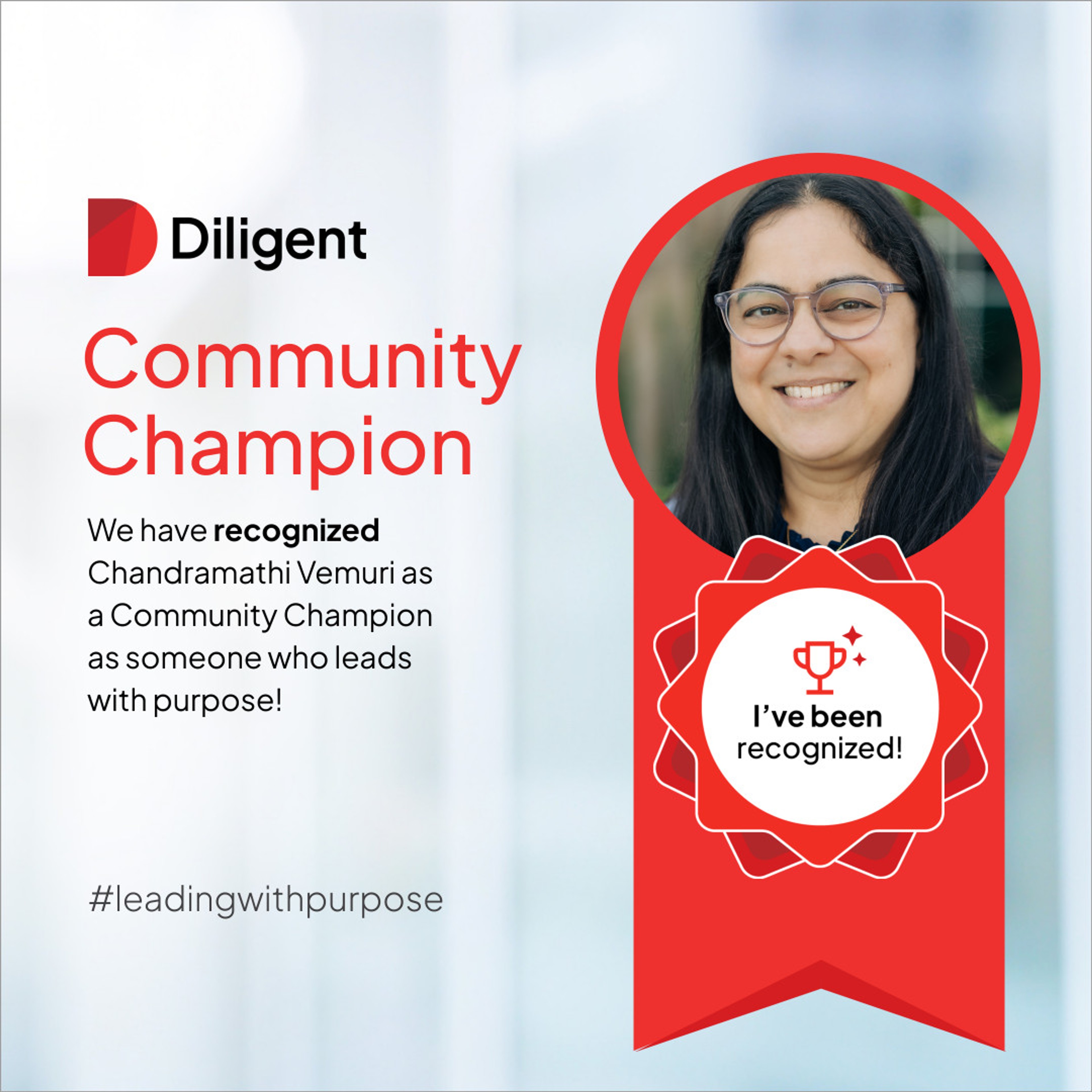 Chandramathi “Chandu” Vemuri is Diligent's Community Champion