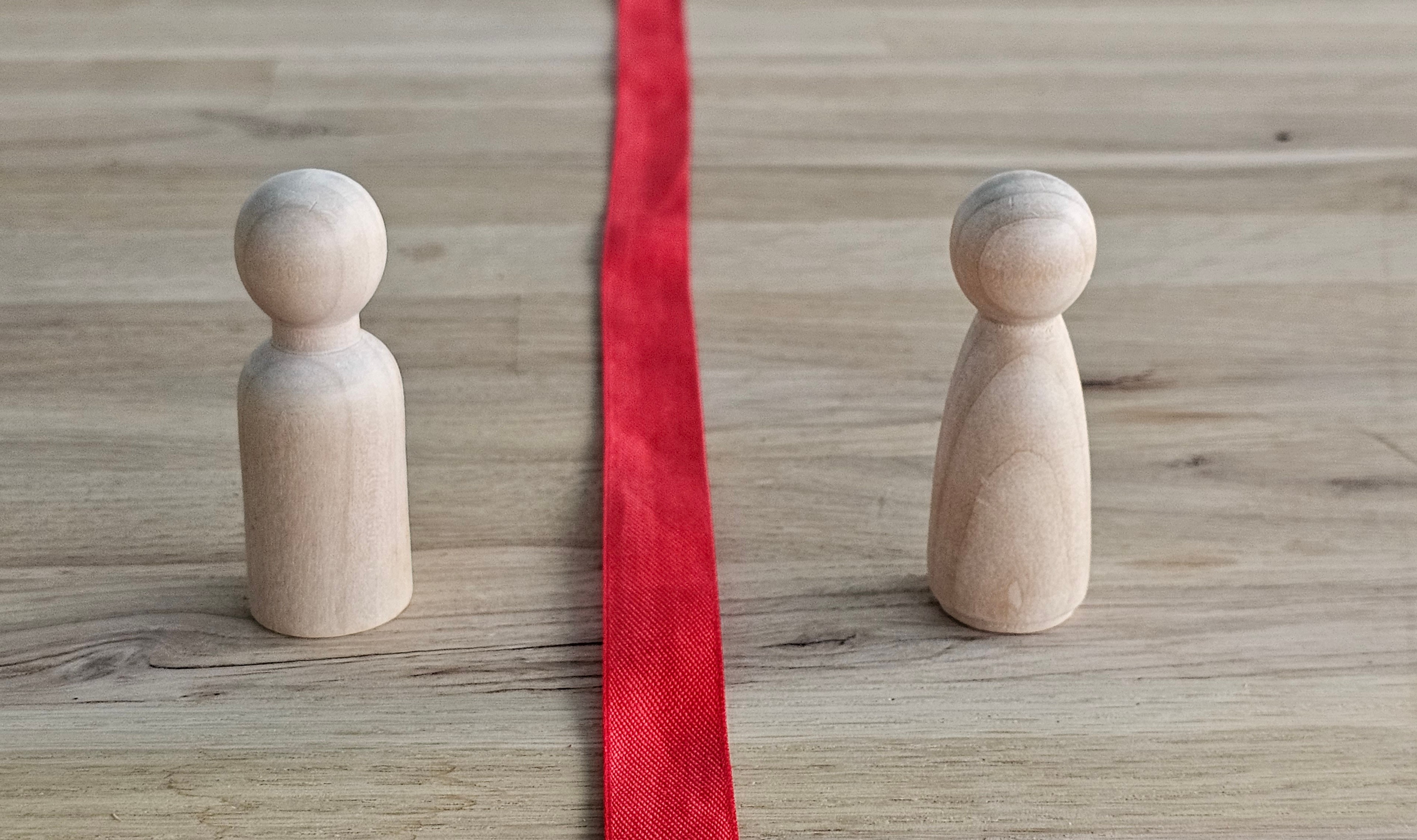 Two people. Disagreements and conflicts in society, disintegration, different views and opinions. Confrontation concept