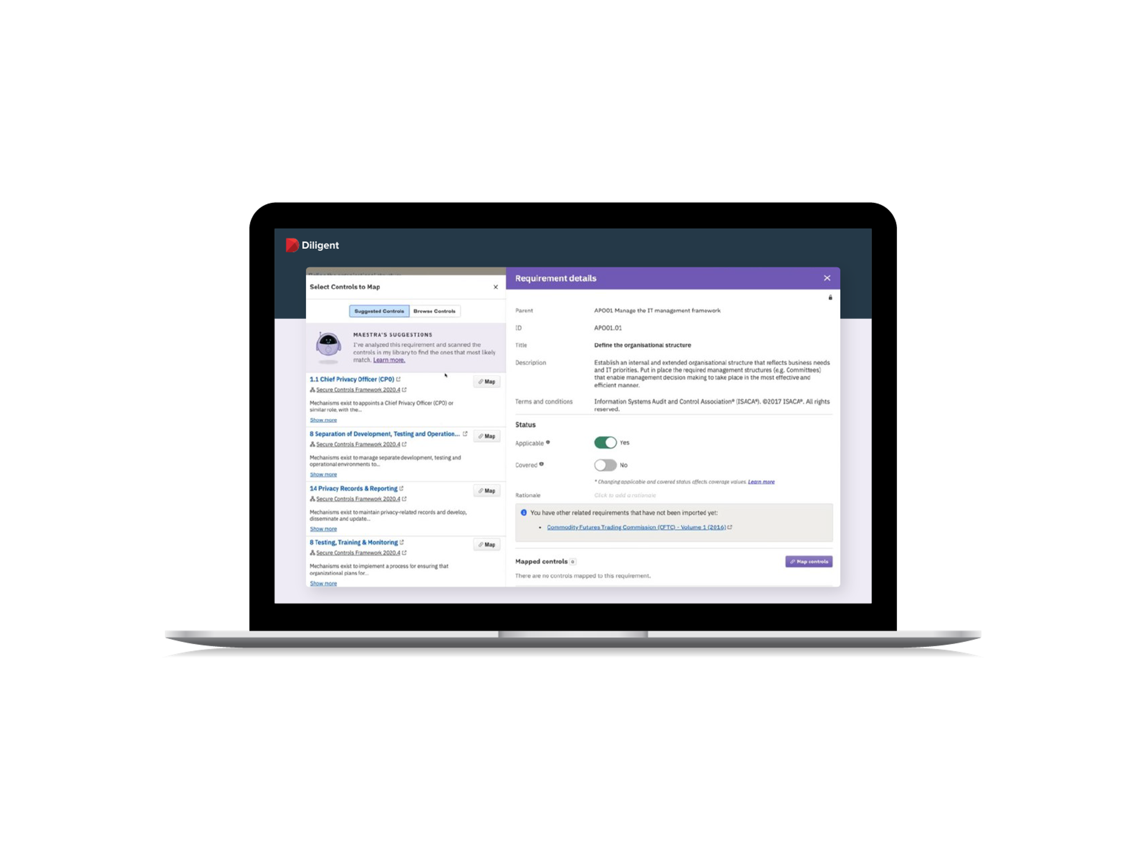 Laptop showing compliance software