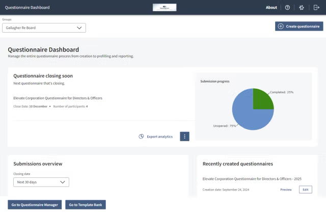 picture of a Questionnaire Dashboard