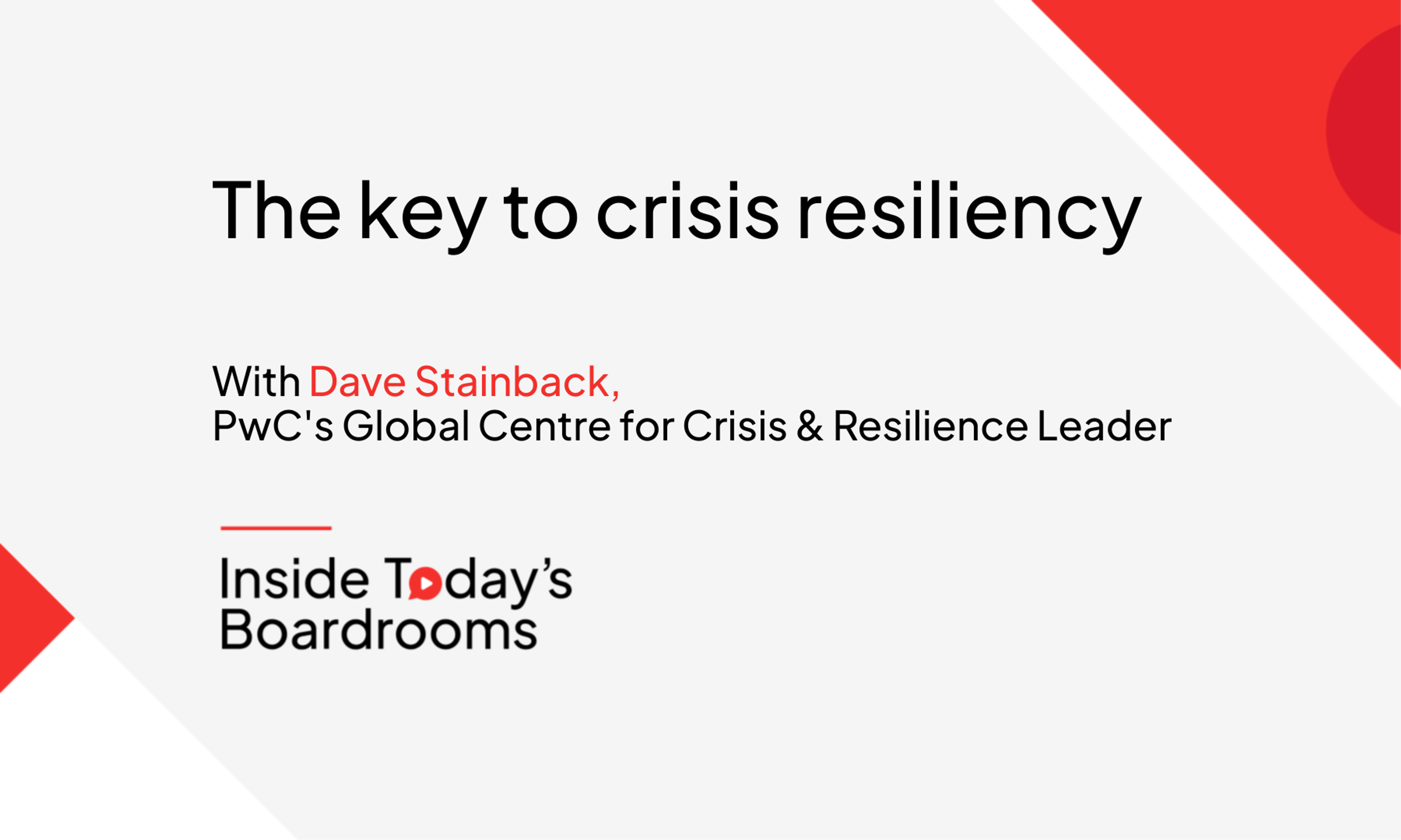 The key to crisis resiliency