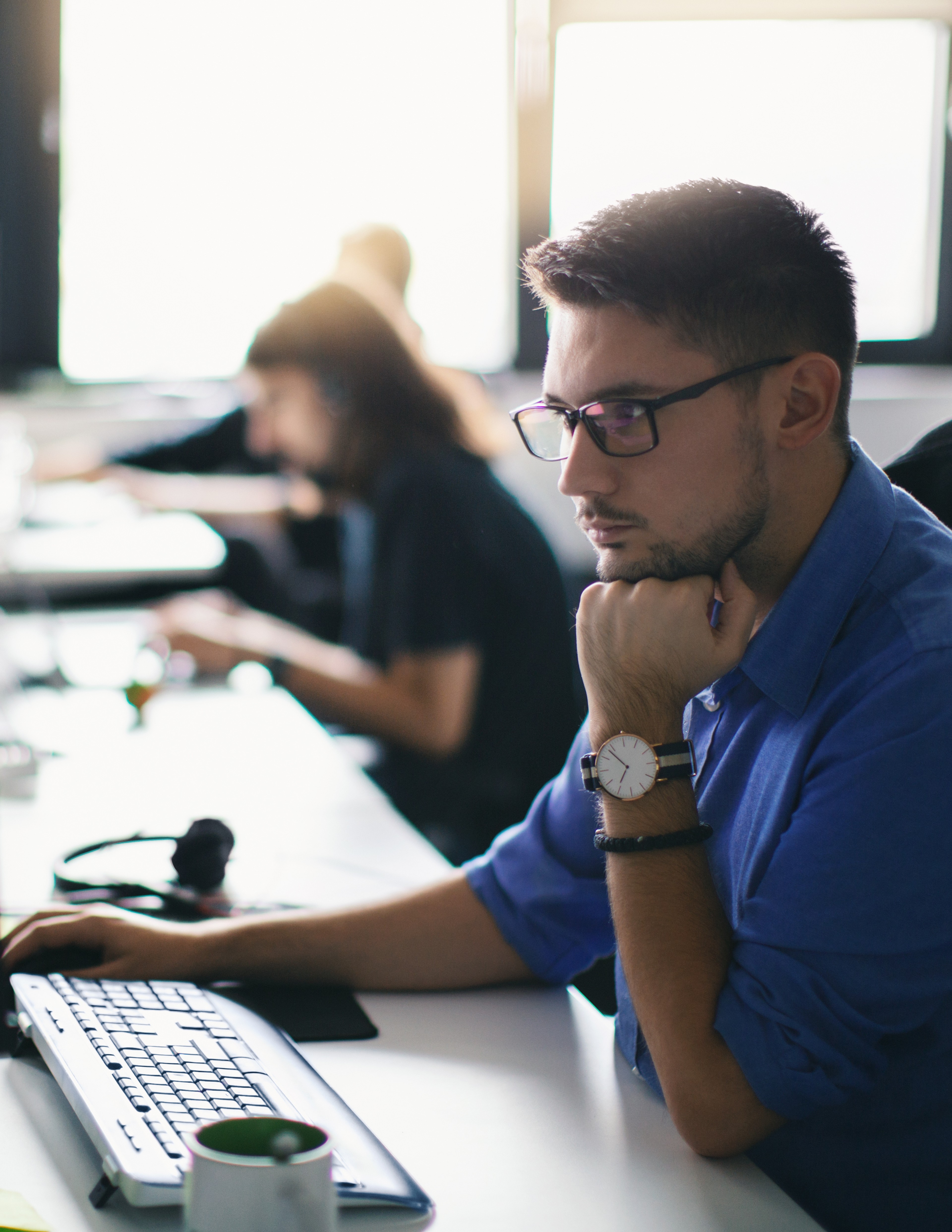 People working in an office space