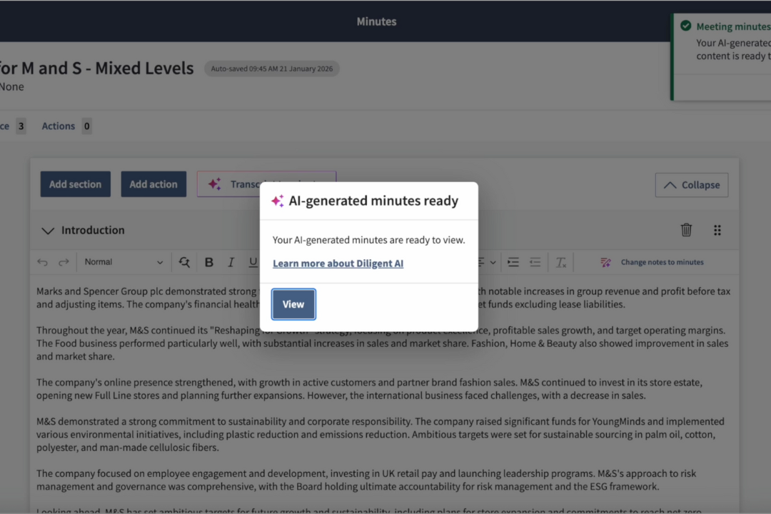 Diligent boards request and review director workflow