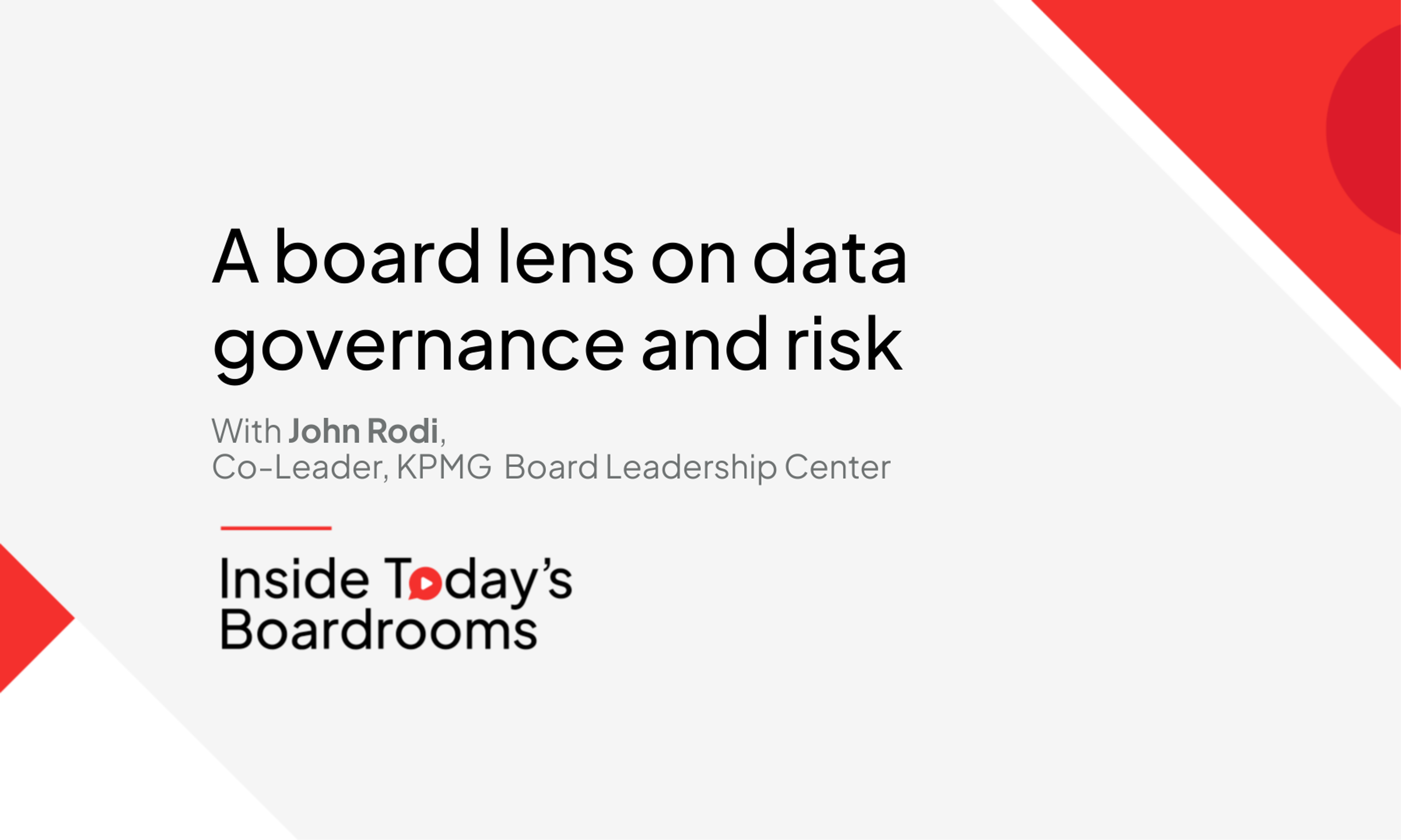 A board lens on data governance and risk