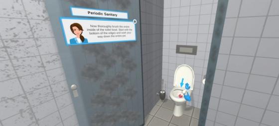 Cleaning Workx-module Periodiek Sanitair: toiletpot reinigen met handschoenen en instructie in beeld