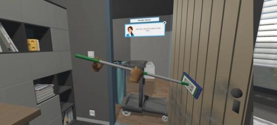 Cleaning Workx-module Periodiek Interieur: de onderkant van een deur schoonmaken met de vlakmop