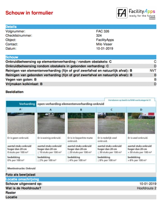 Report dell'app di ispezione