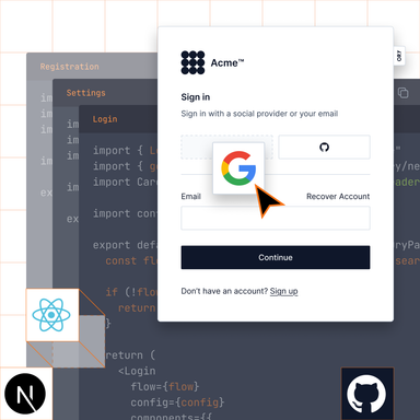 Ory identity management login flow with social and email authentication