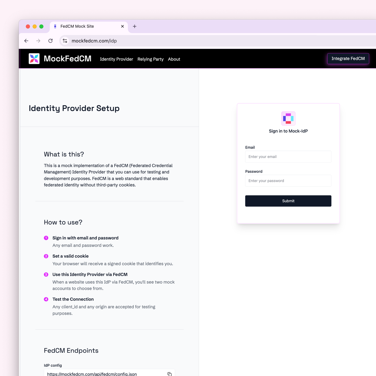 MockFedCM