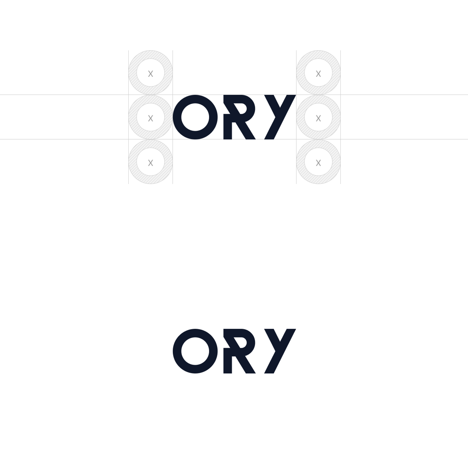 The Ory Wordmark with safety area around it