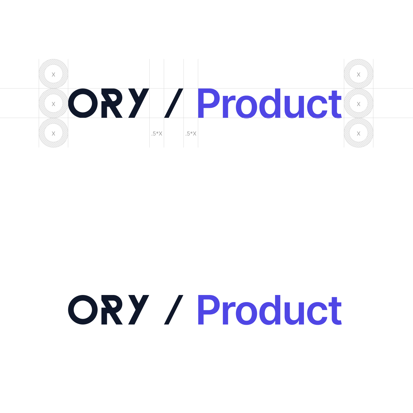 Ory’s product lockup construction Ory product lockup with clear space around it