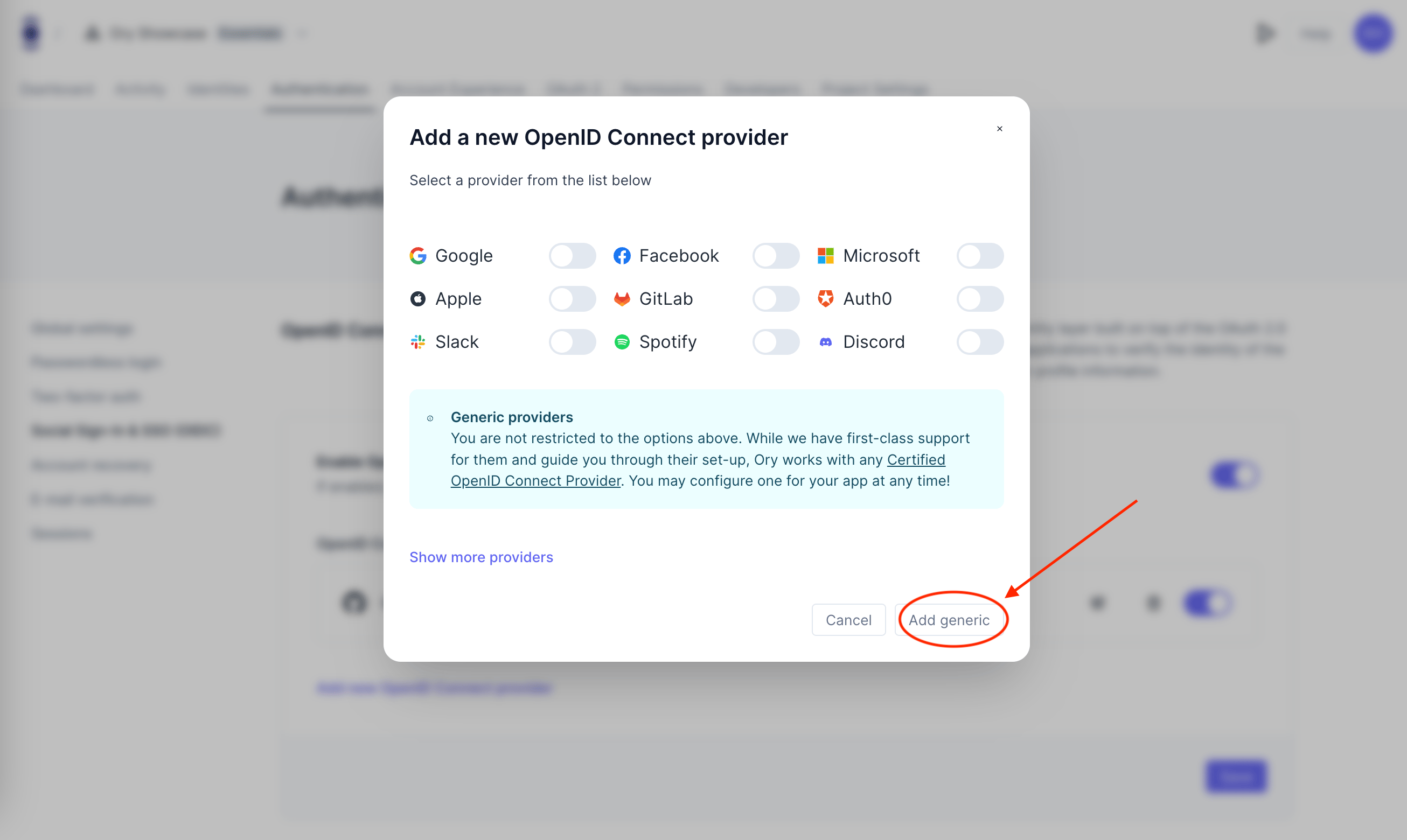 Ory Console Social Sign-In configuration