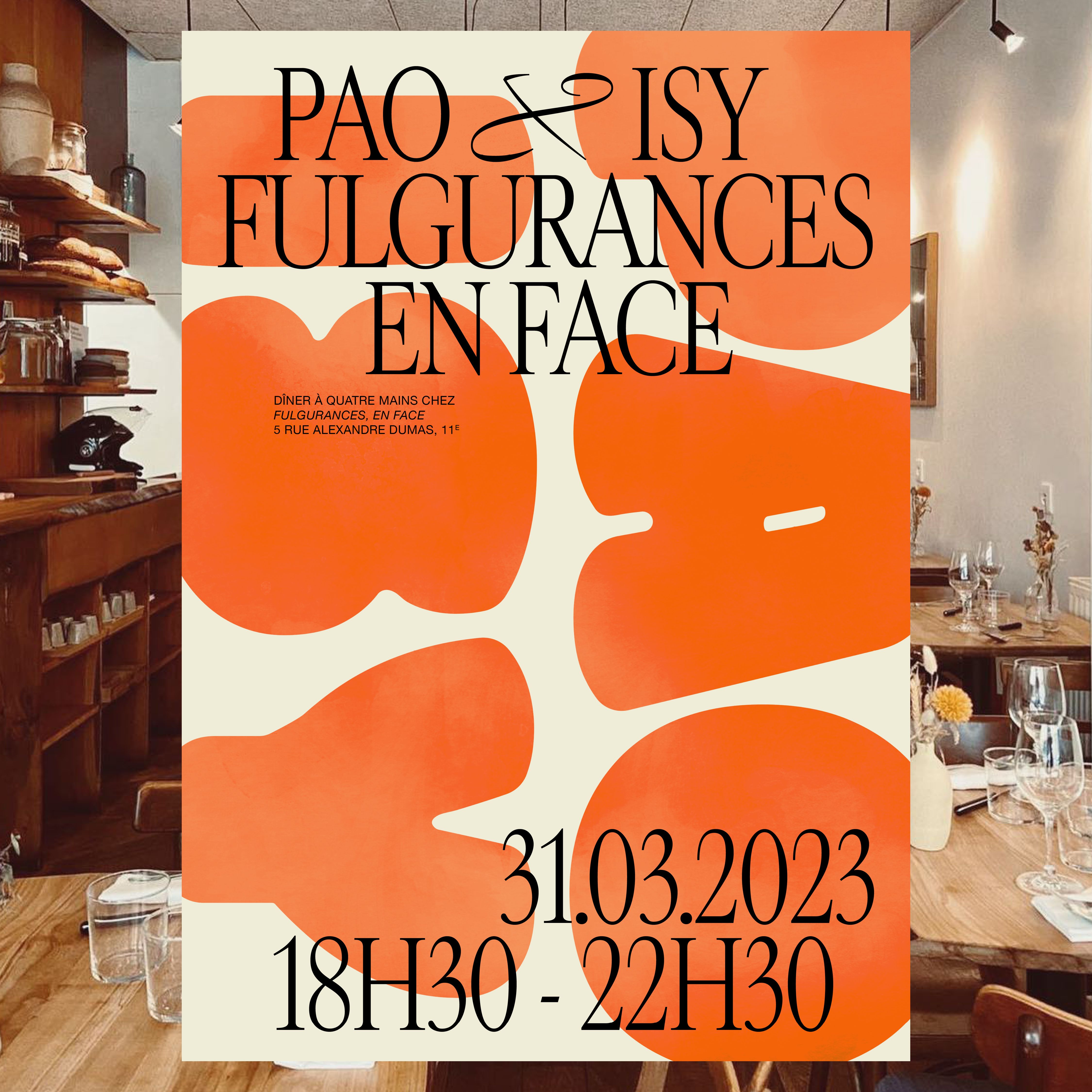affiche pour le diner chez Fulgurances En Face de Pao et Isy | © Studio Cent-Huit 2025