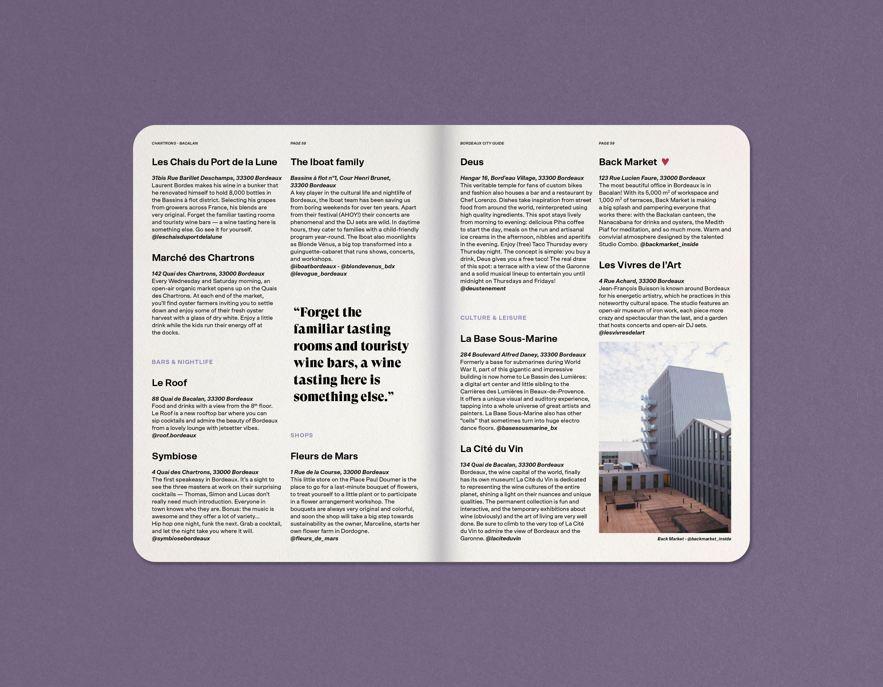 Intérieur city guide sur la ville de Bordeaux pour Back Market  | © Studio Cent-Huit 2025