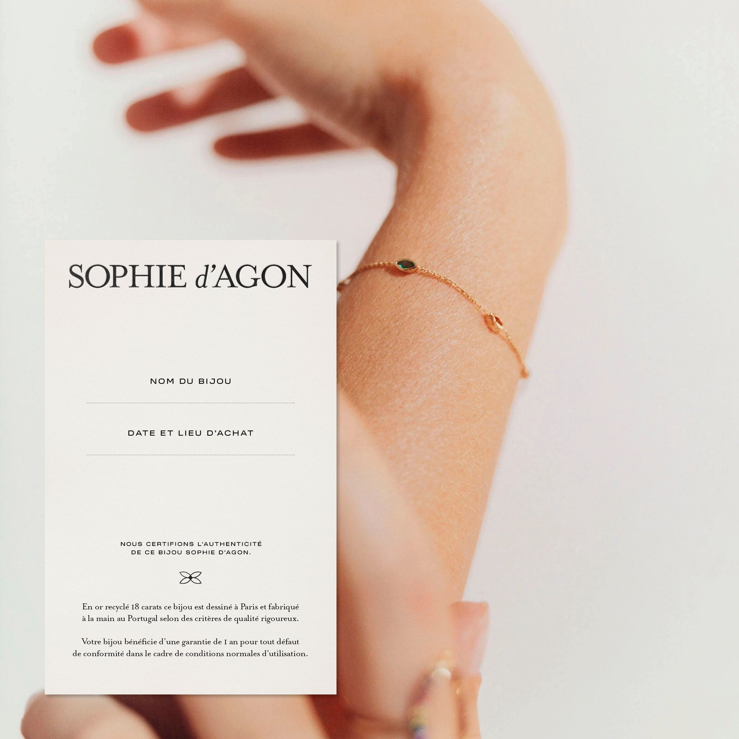 certificat d'authenticité Sophie d'Agon avec photo de bracelet | © Studio Cent-Huit 2025