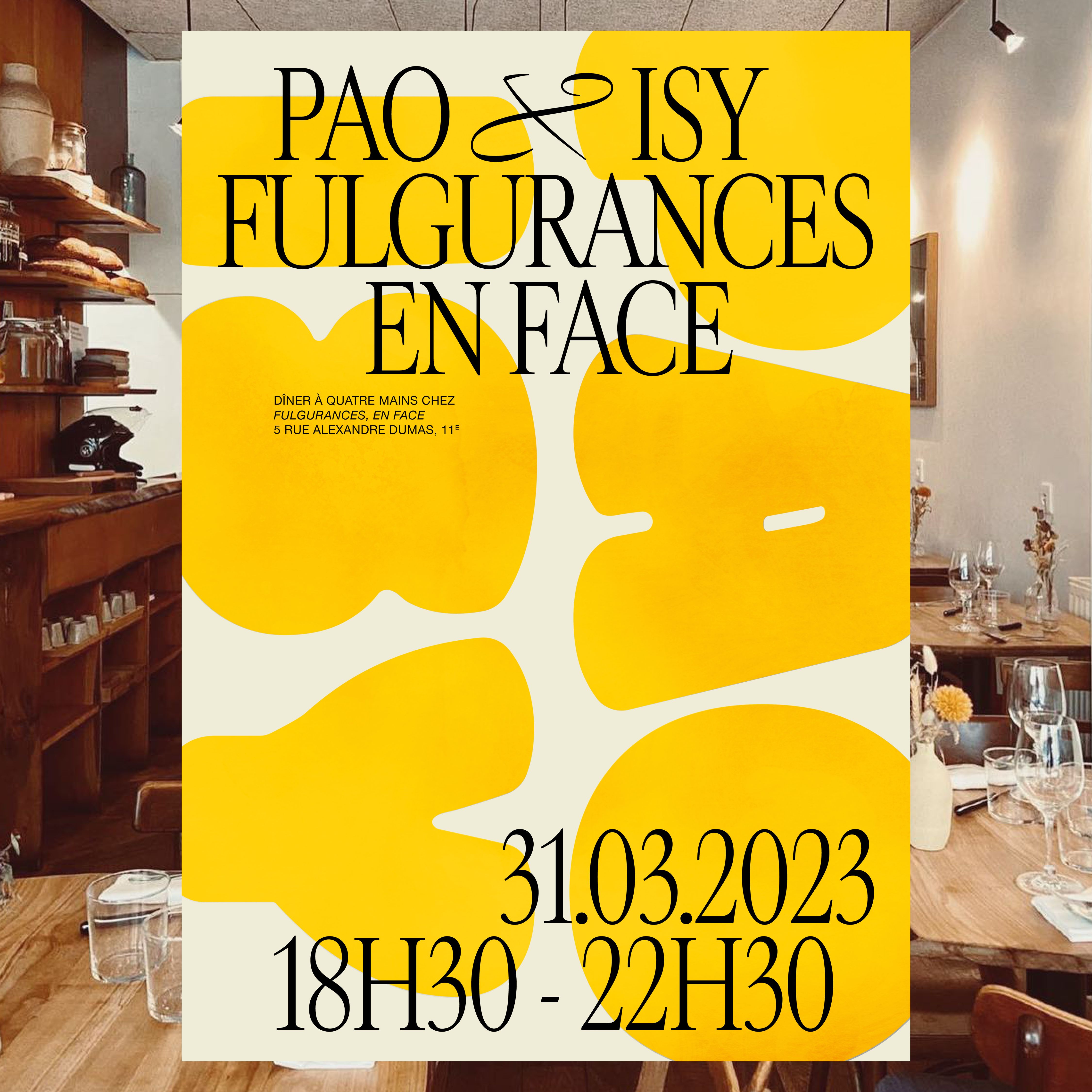 affiche pour le diner chez Fulgurances En Face de Pao et Isy | © Studio Cent-Huit 2025