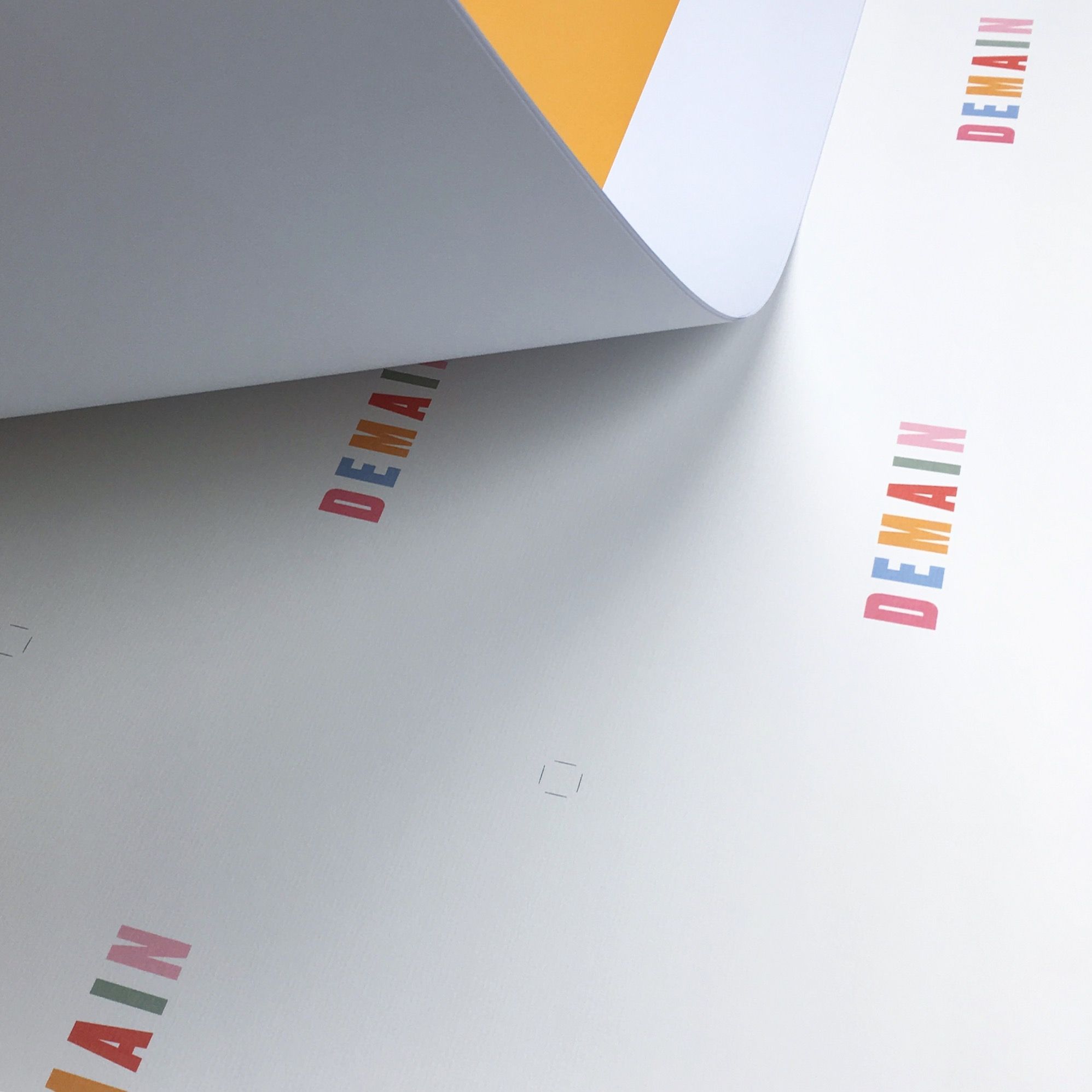 Logotype Demain imprimé sur des feuilles | © Studio Cent-Huit 2025