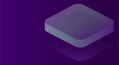 A floating, rounded purple rectangle against a gradient background, creating a modern and dynamic feel.