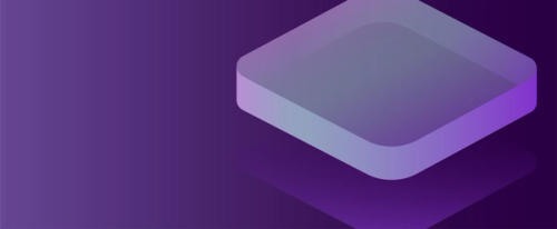 A floating, rounded purple rectangle against a gradient background, creating a modern and dynamic feel.